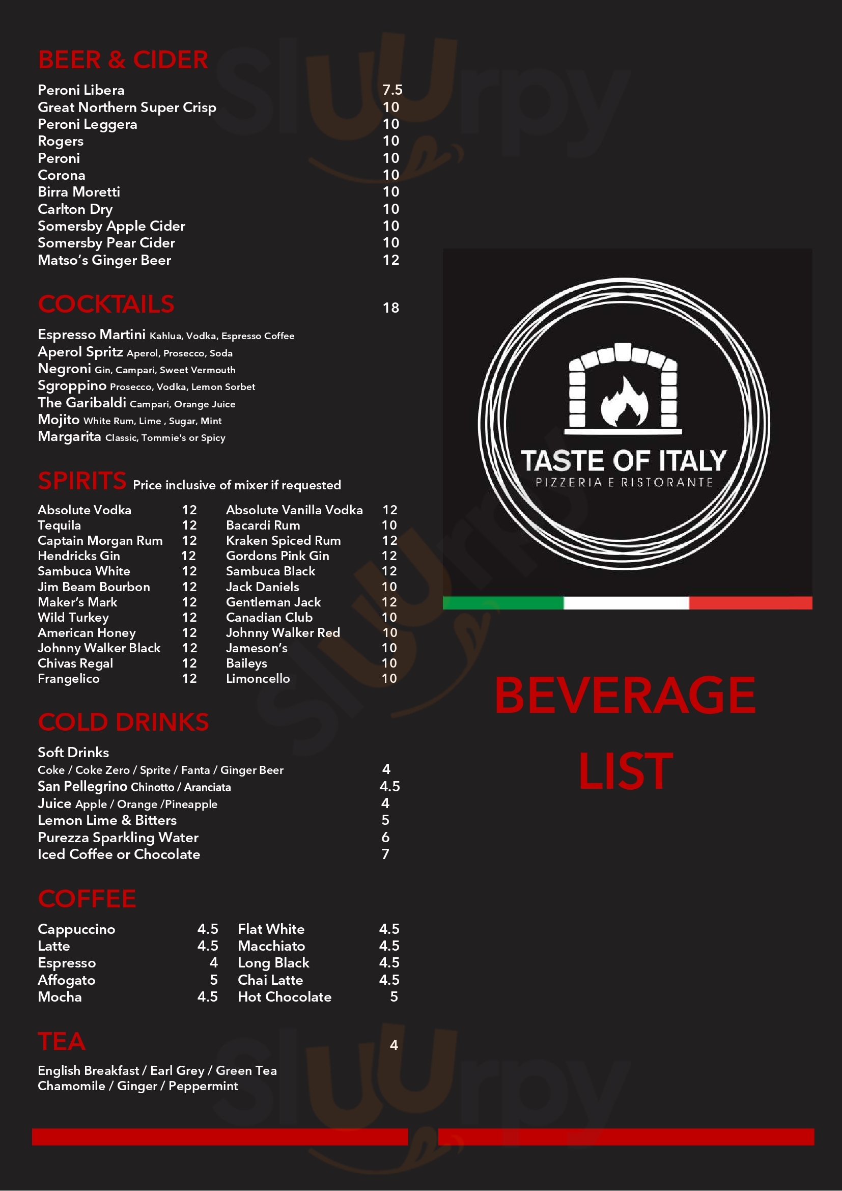 Taste Of Italy Pizzeria E Ristorante Armadale Menu - 1