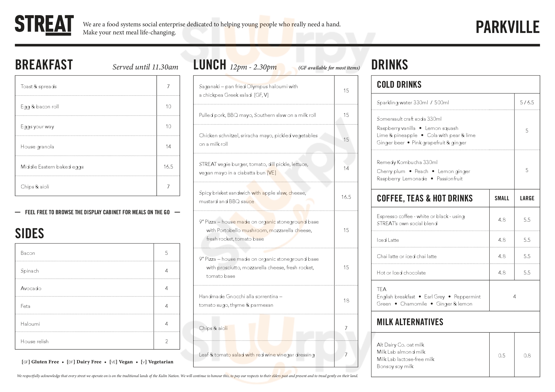 Streat Cafe Parkville Melbourne Menu - 1