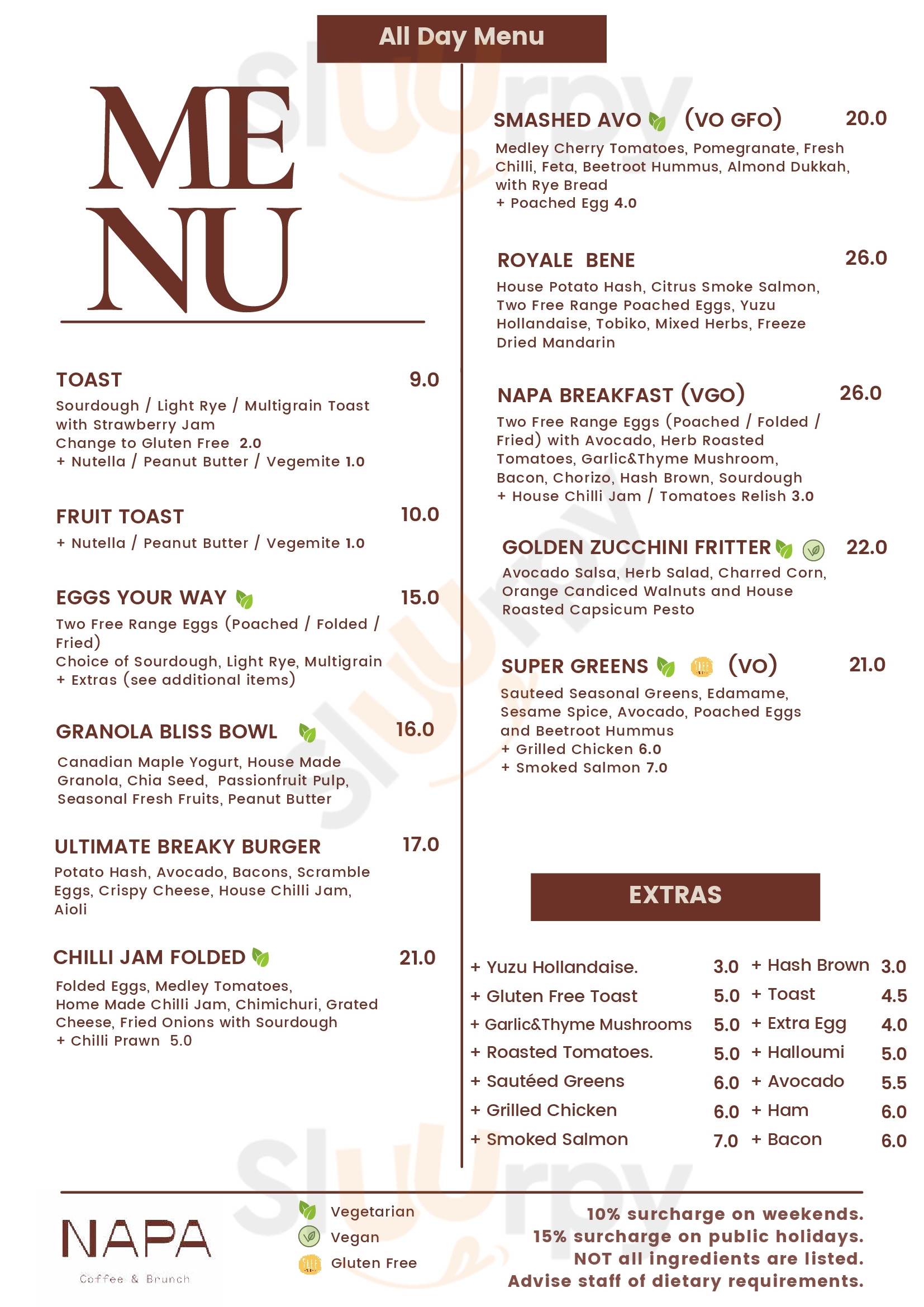 Napa Glen Iris Menu - 1