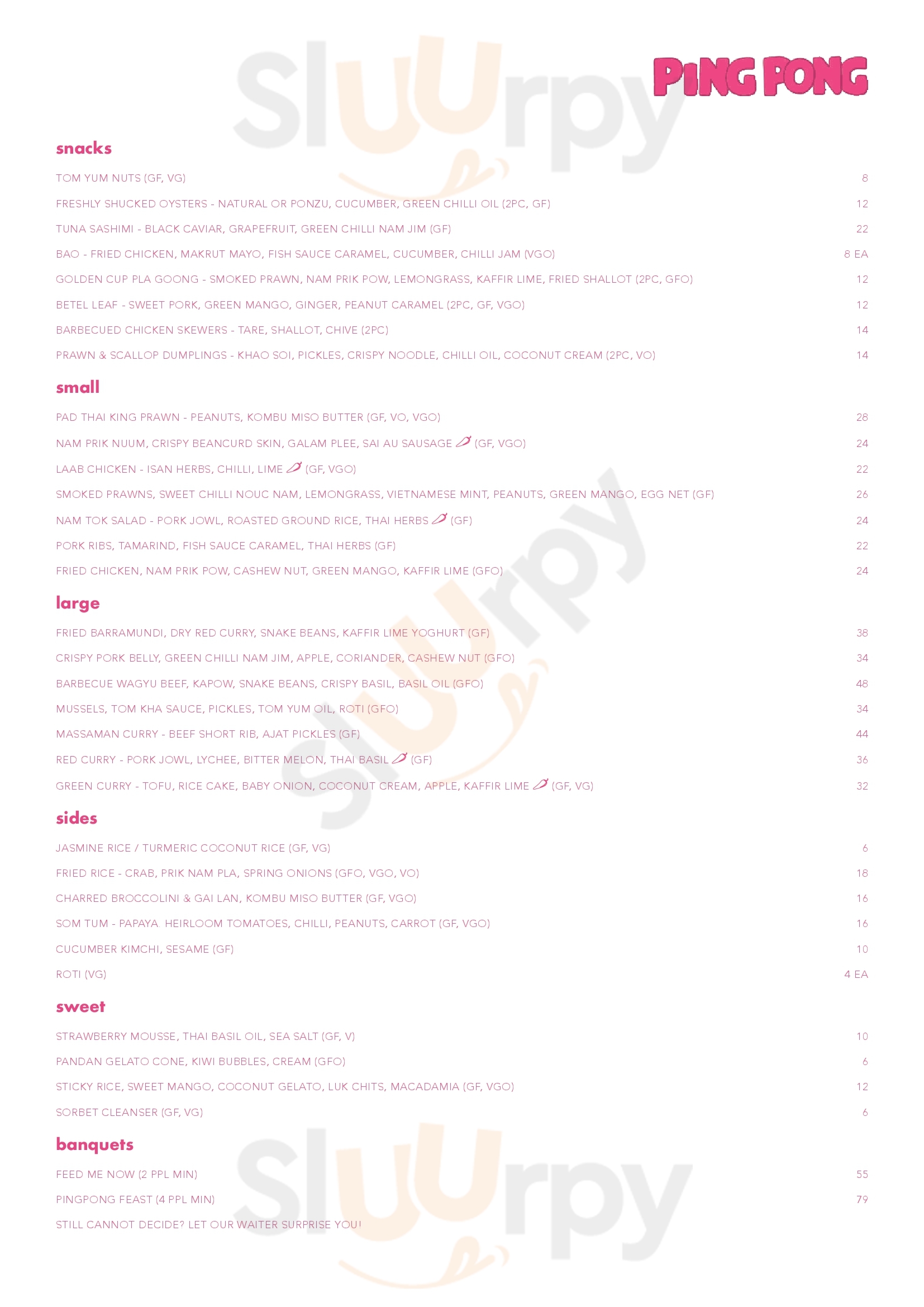 Ping Pong Asian Restaurant Brisbane Menu - 1