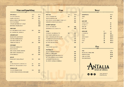Antalia Turkish Restaurant menu