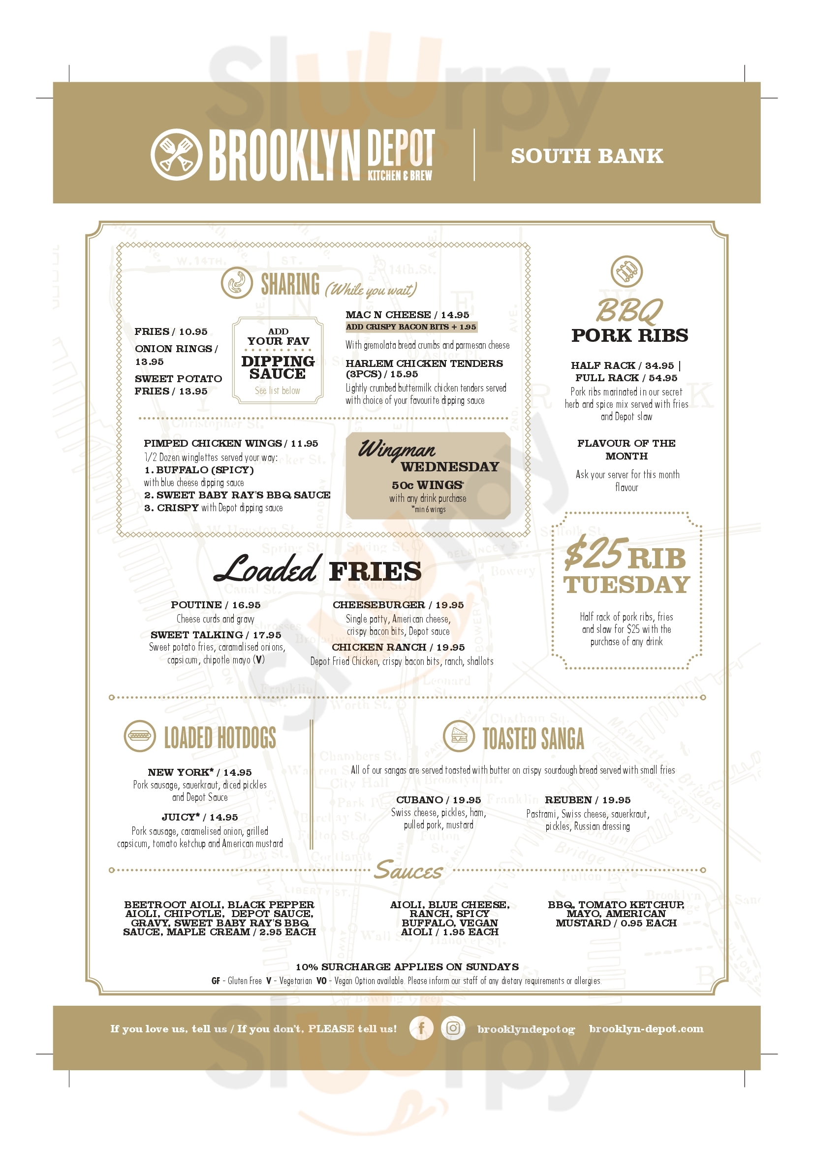 Main Menu - Brooklyn Depot Stones Corner