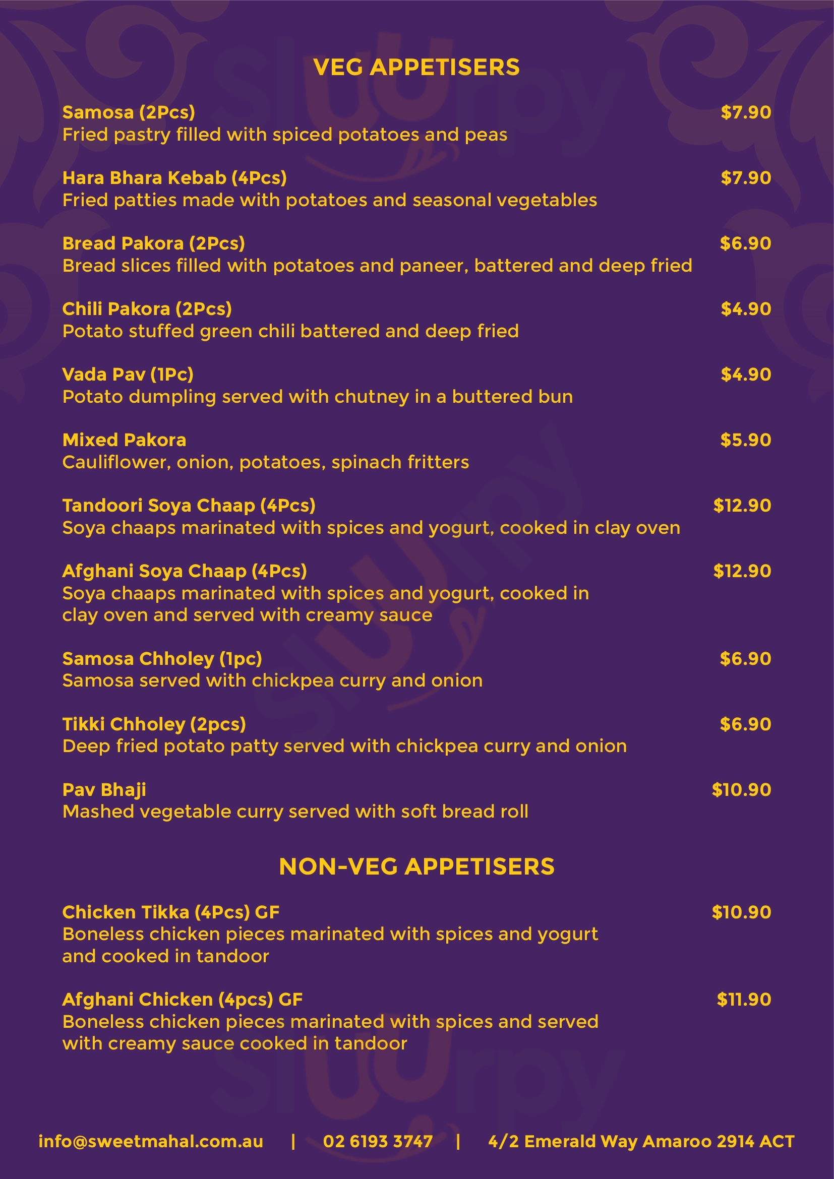 Sweet Mahal Amaroo Menu - 1