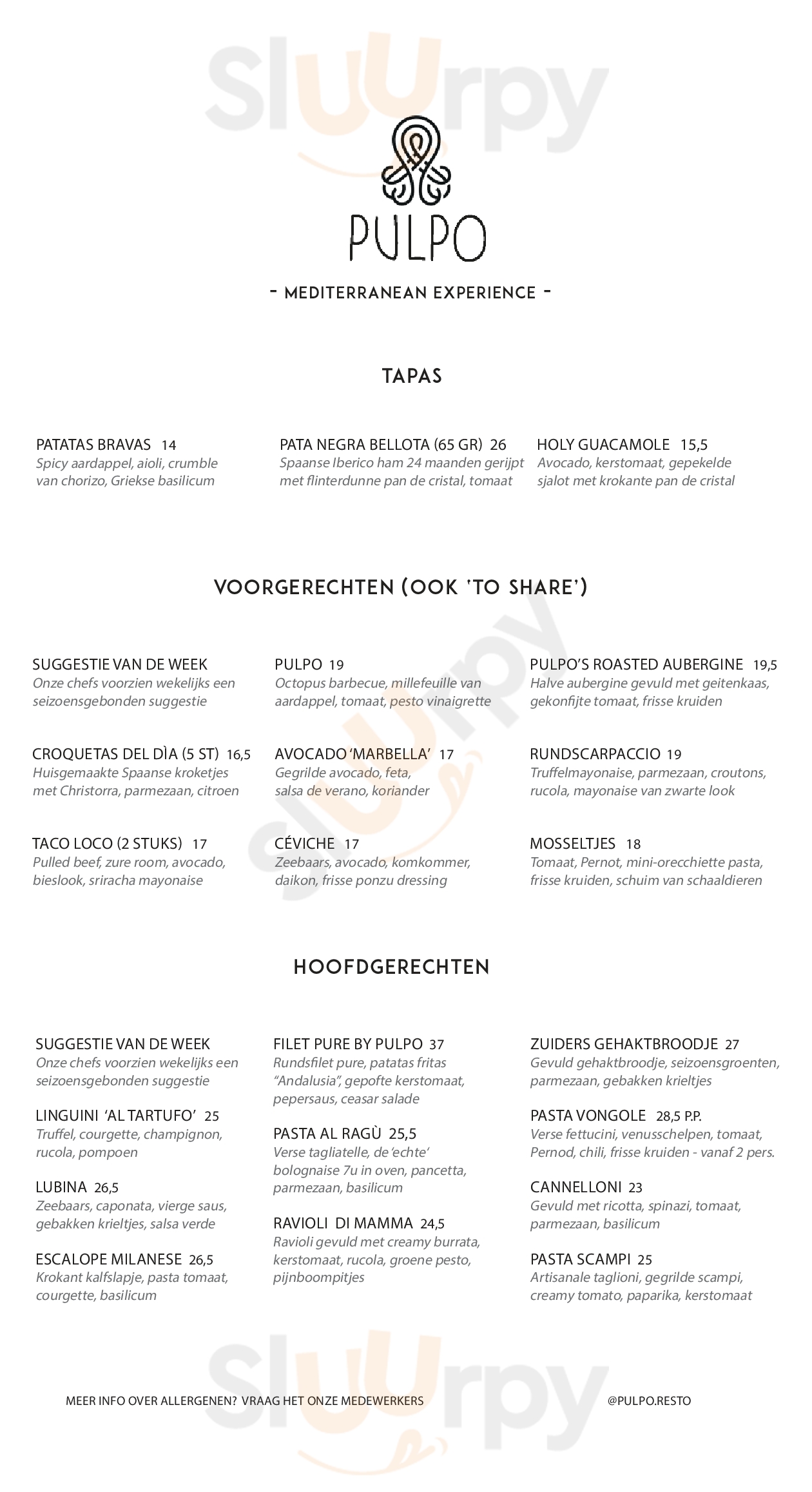 Main Menu - Pulpo 2 Gent-centrum