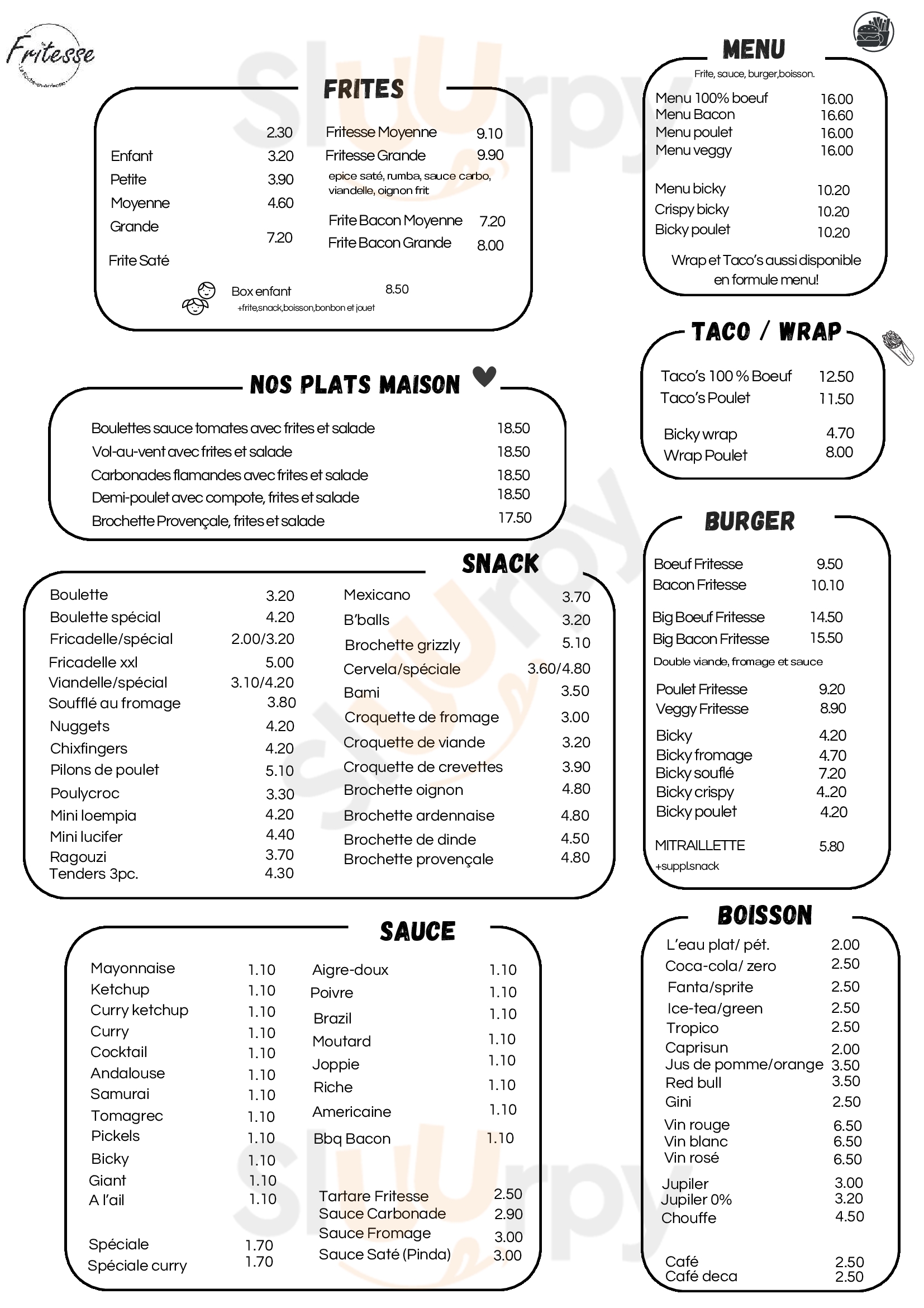 Fritesse La Roche-en-Ardenne Menu - 1
