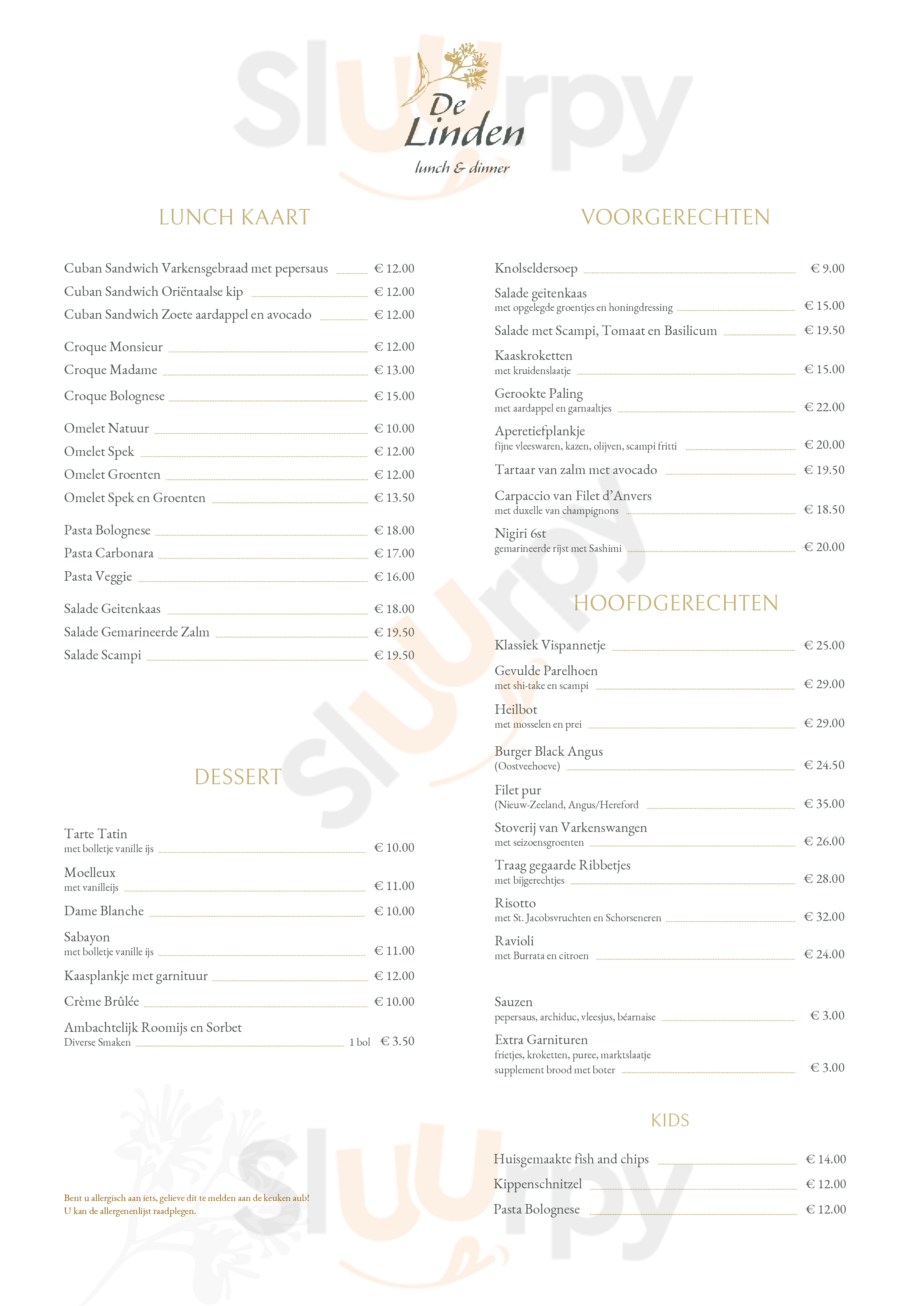 Main Menu - De Linden