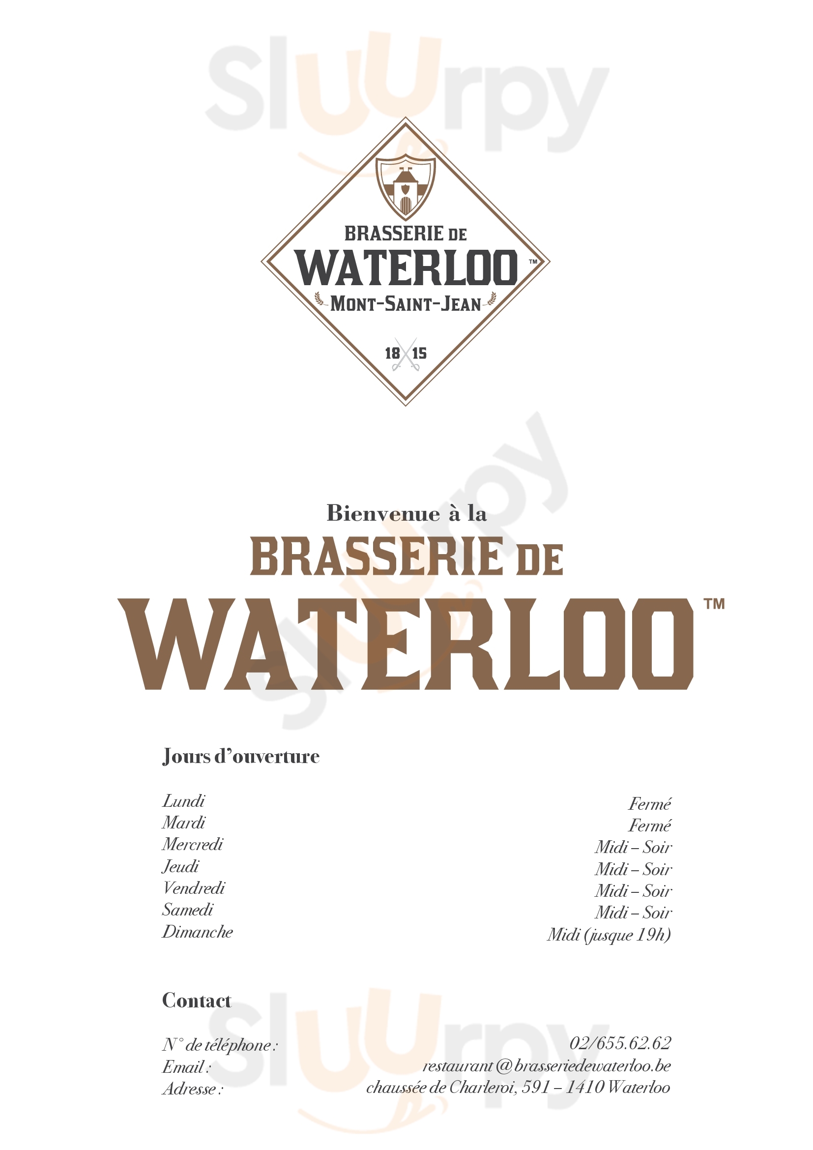 Brasserie De Waterloo Waterloo Menu - 1