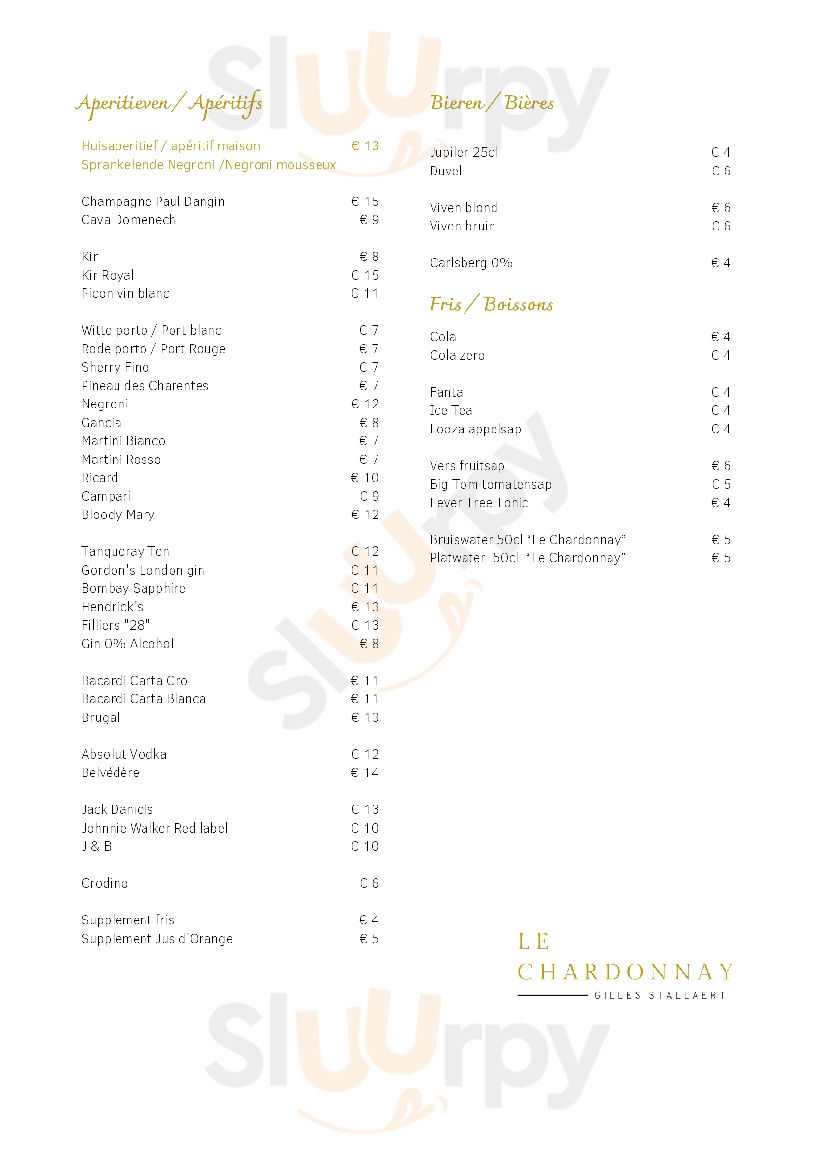 Le Chardonnay Knokke-Heist Menu - 1