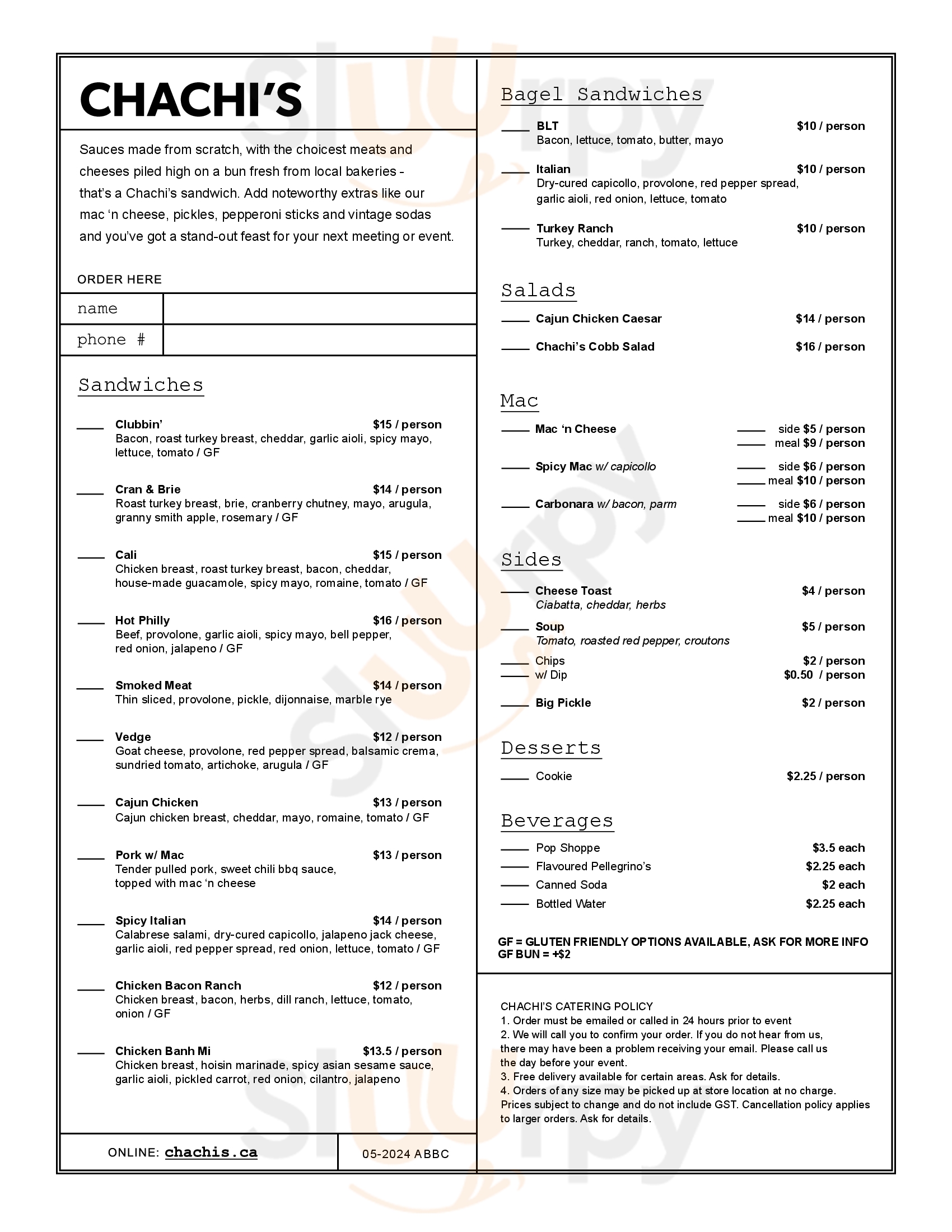 Main Menu - Chachi’s