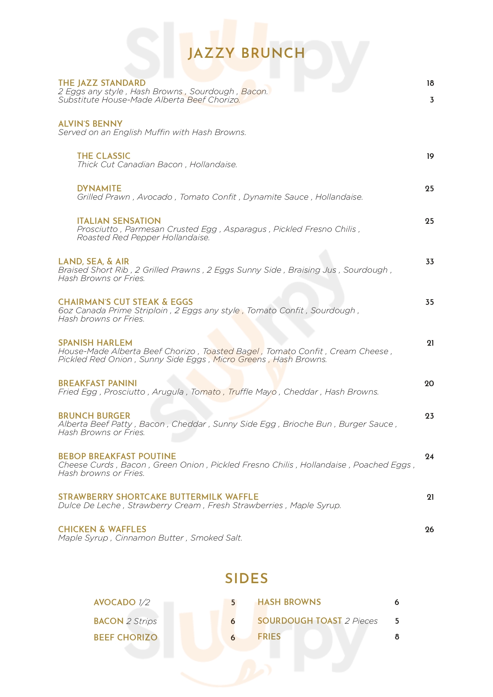 Main Menu - Alvin’s Jazz Club