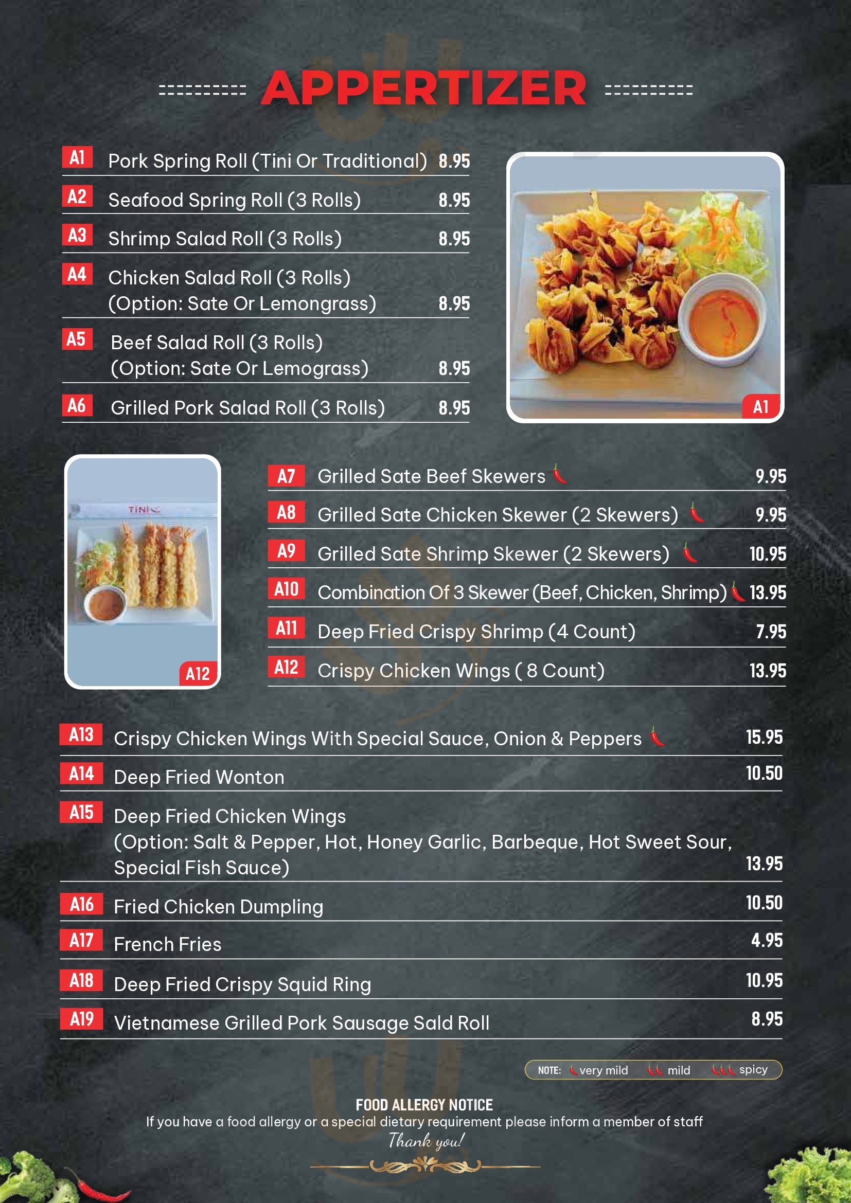Main Menu - Tini Vietnamese Restaurant
