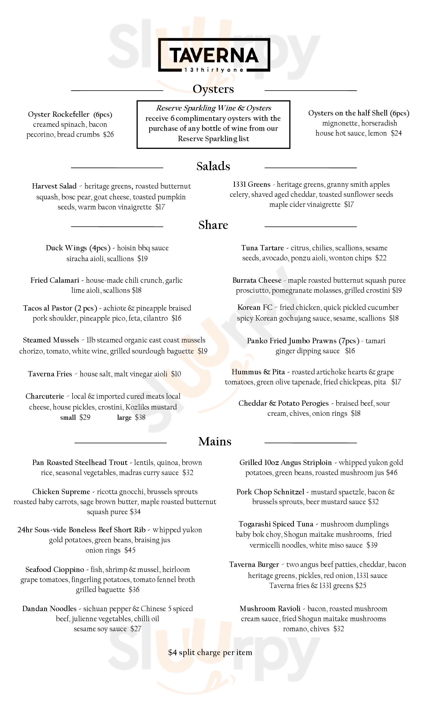 Main Menu - Taverna 13thirtyone