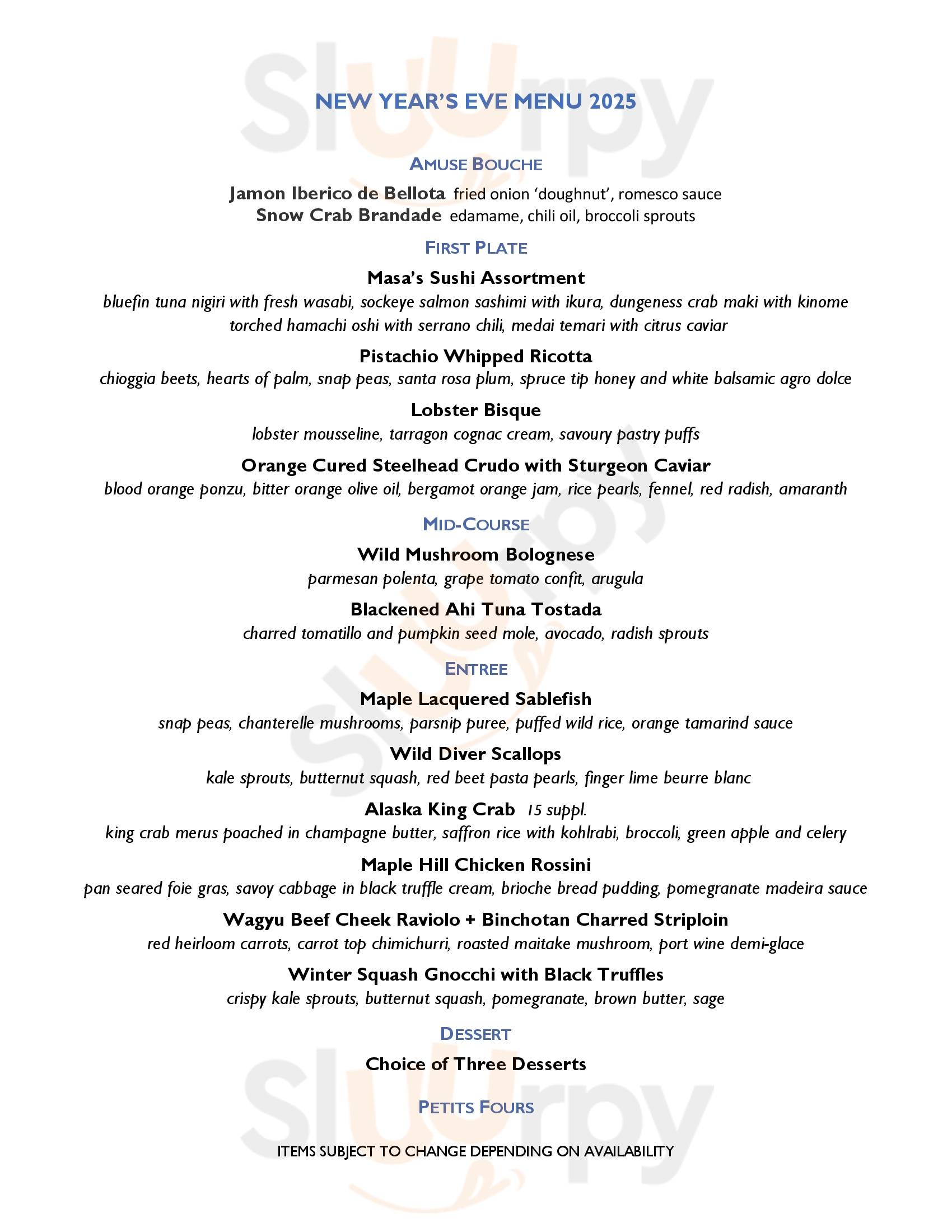 Blue Water Cafe Vancouver Menu - 1