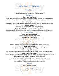 Blue Water Cafe menu