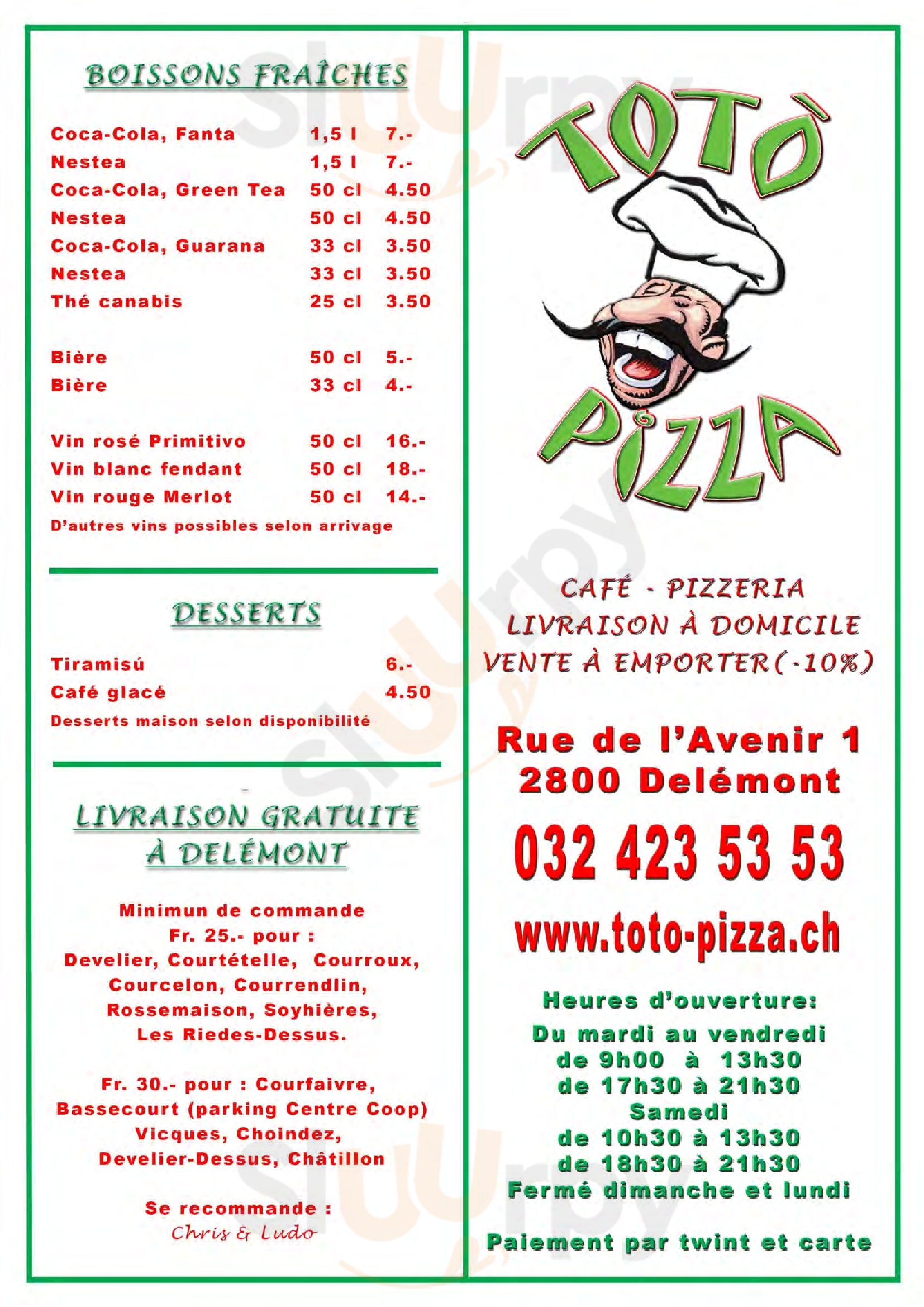 Toto Pizza Delémont Menu - 1