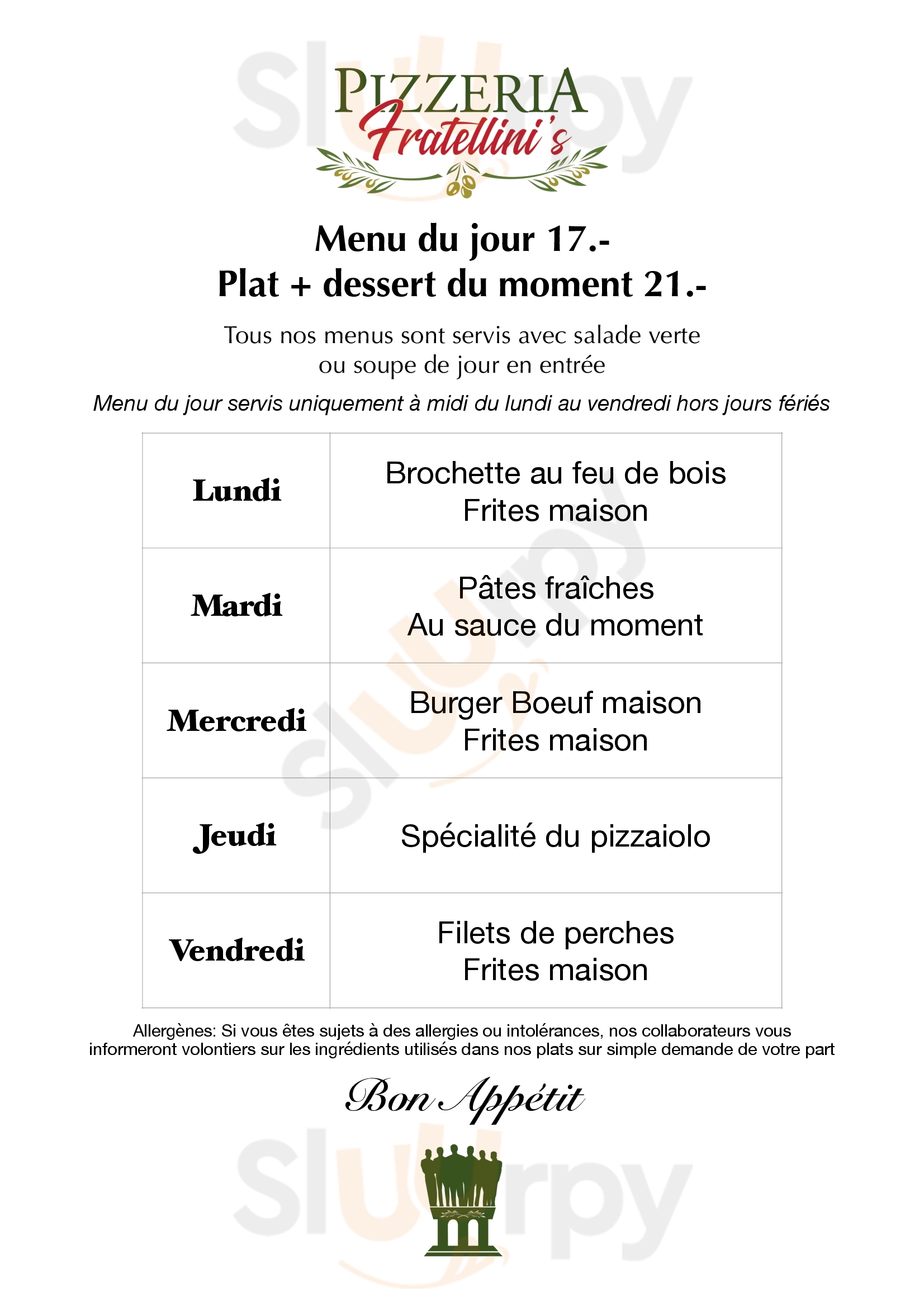 Pizzeria Fratellini's La Chaux-de-Fonds Menu - 1