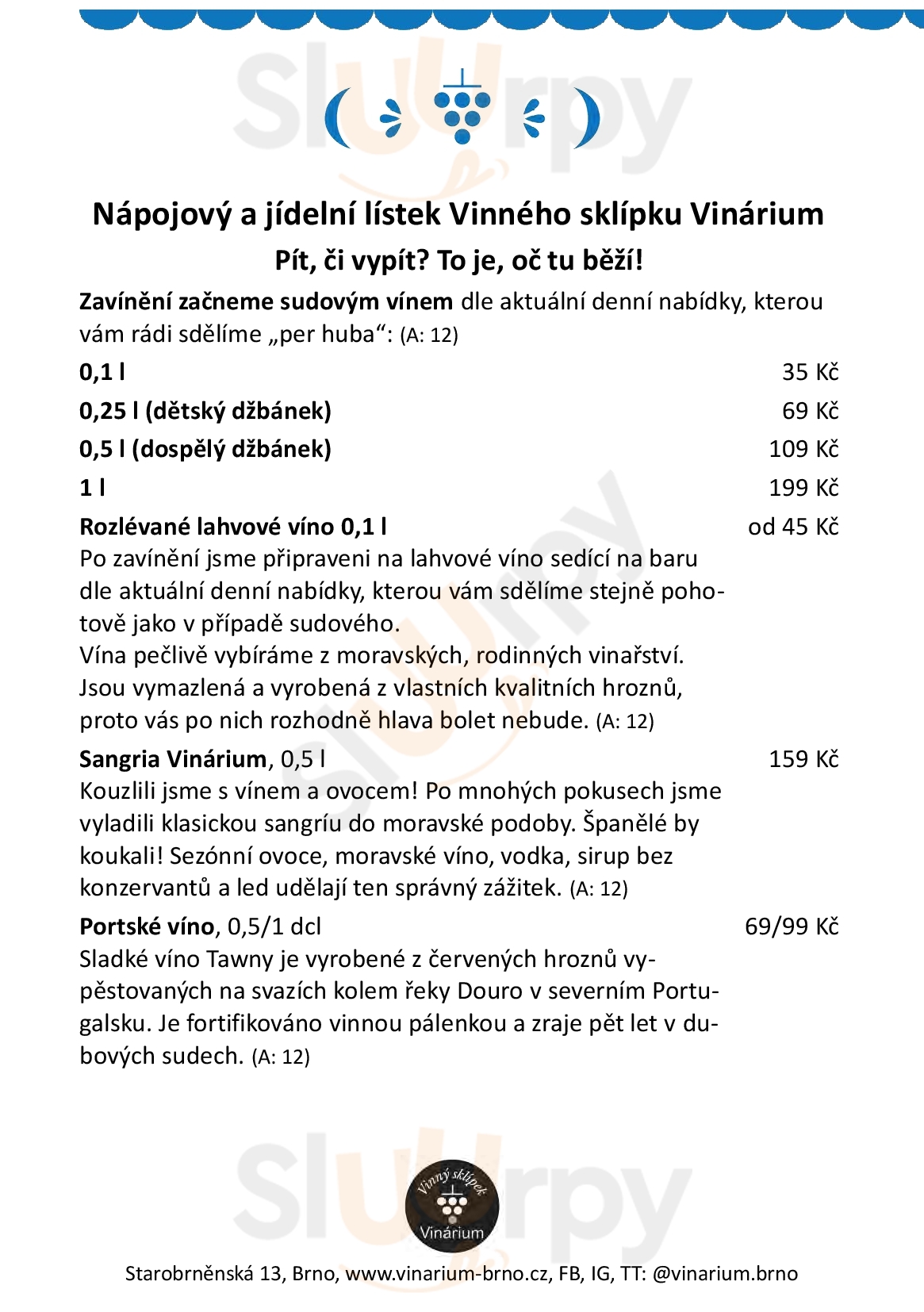 Vinny Sklipek Vinarium Brno Menu - 1