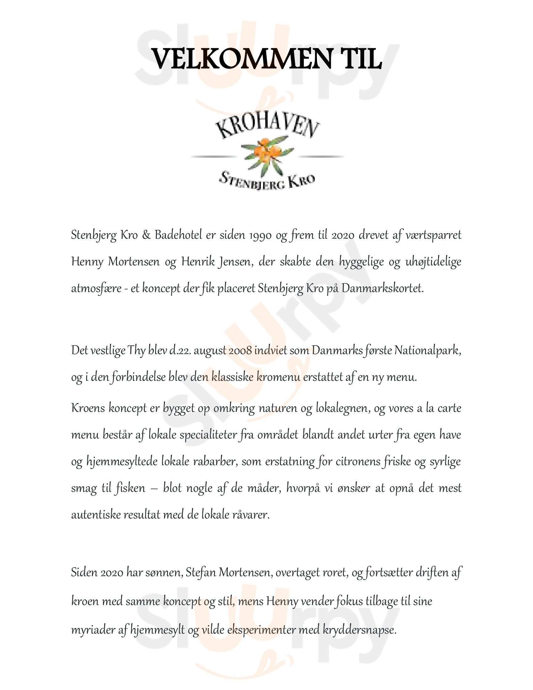 Stenbjerg Kro & Badehotel Restaurant Stenbjerg Menu - 1