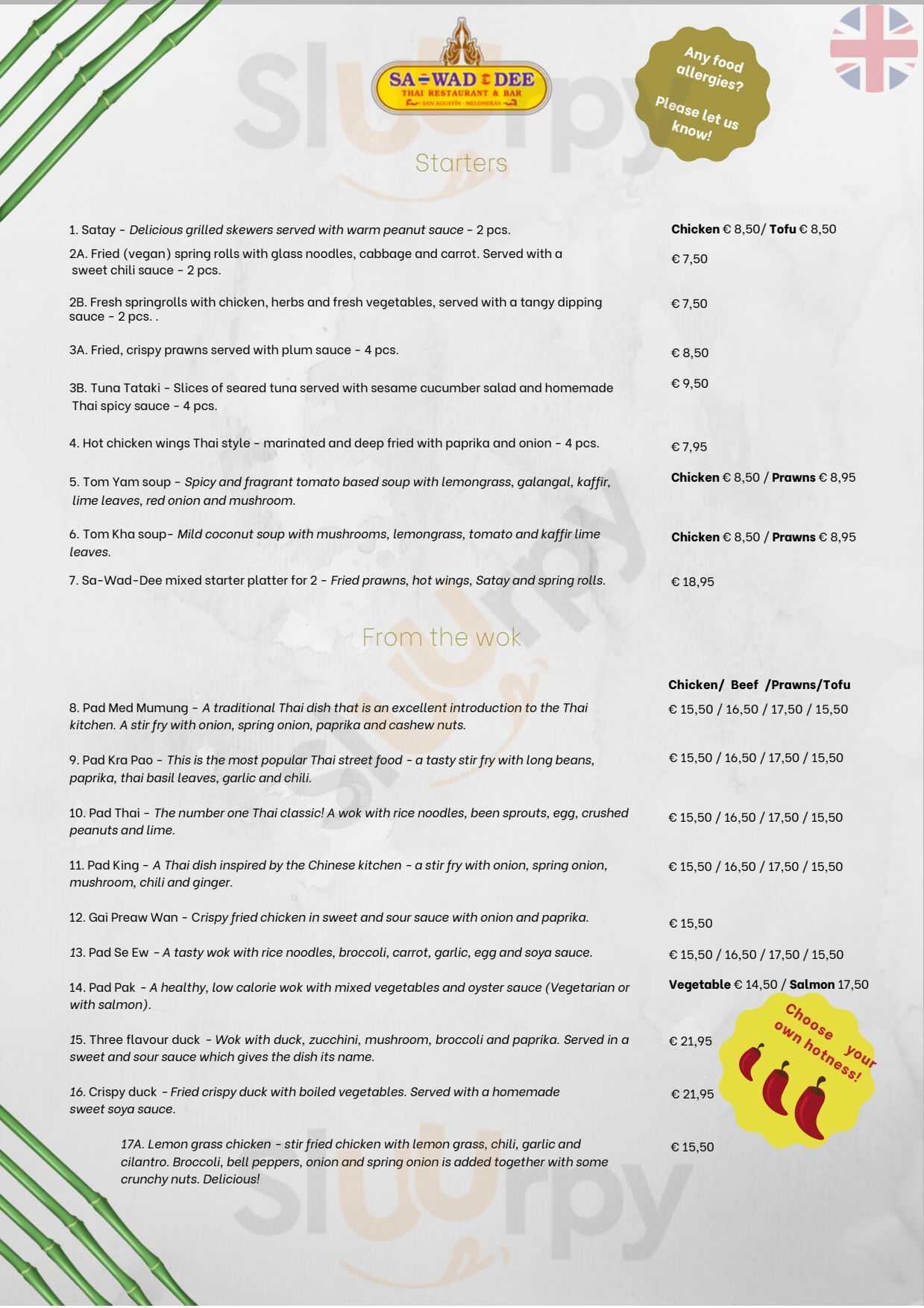 Sawadee Thai Restaurant & Bar Meloneras Maspalomas Menu - 1