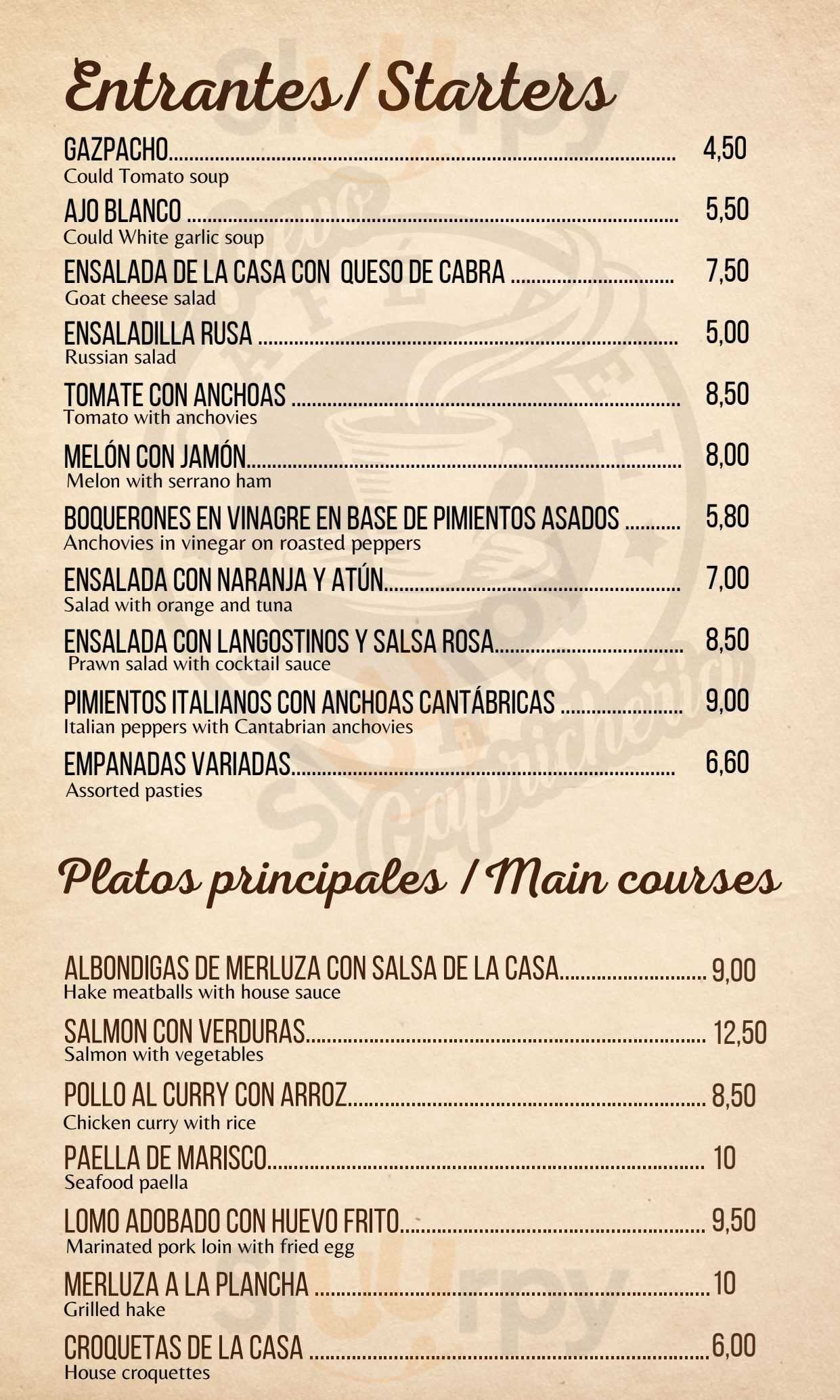 Cafe Del Soho Málaga Menu - 1