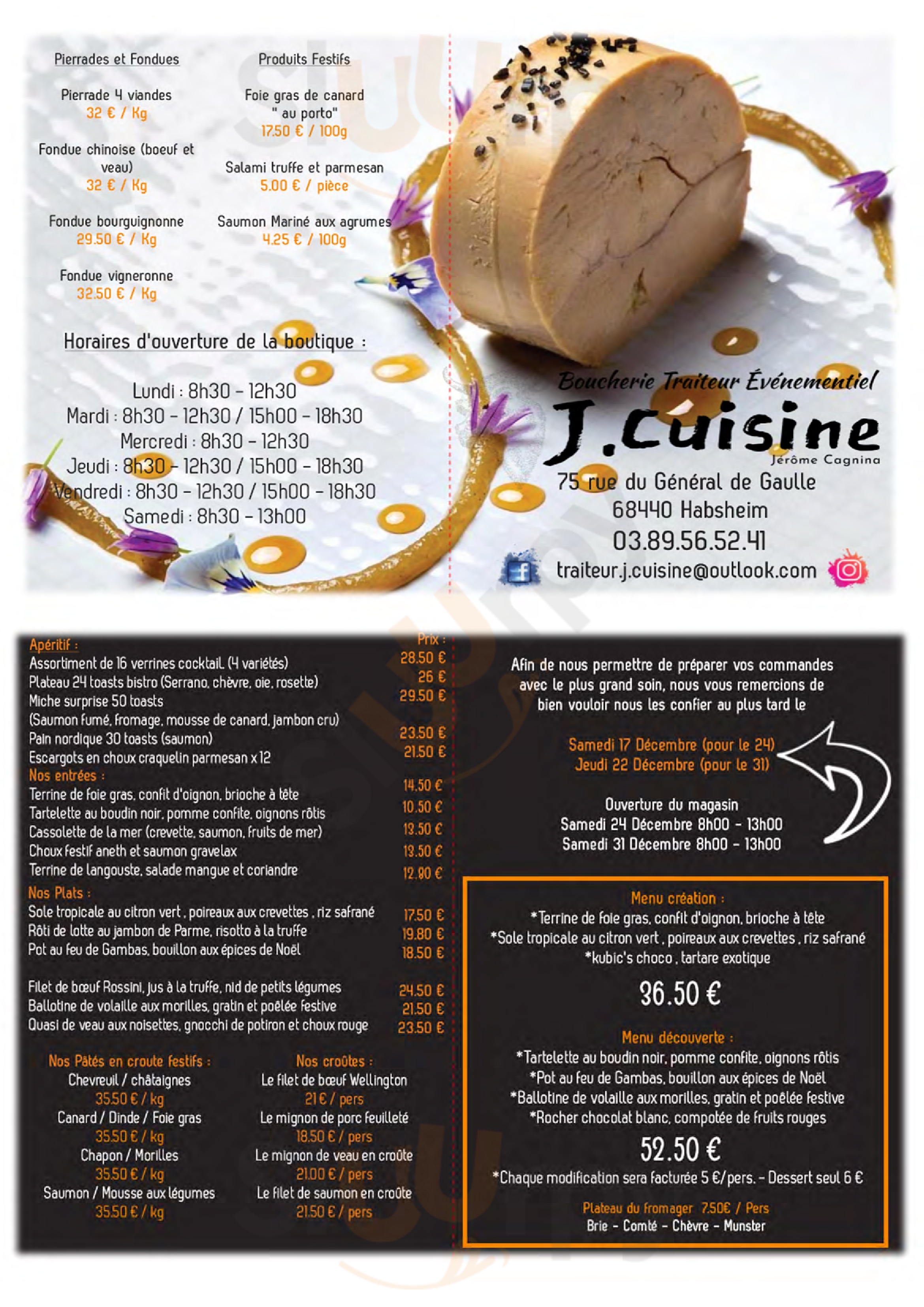 Boucherie Traiteur Restaurant J.cuisine Habsheim Menu - 1