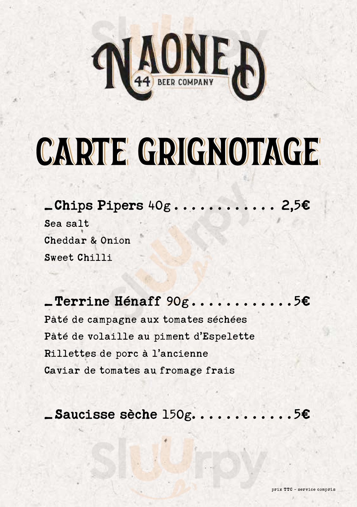 Naoned Beer Company Nantes Menu - 1