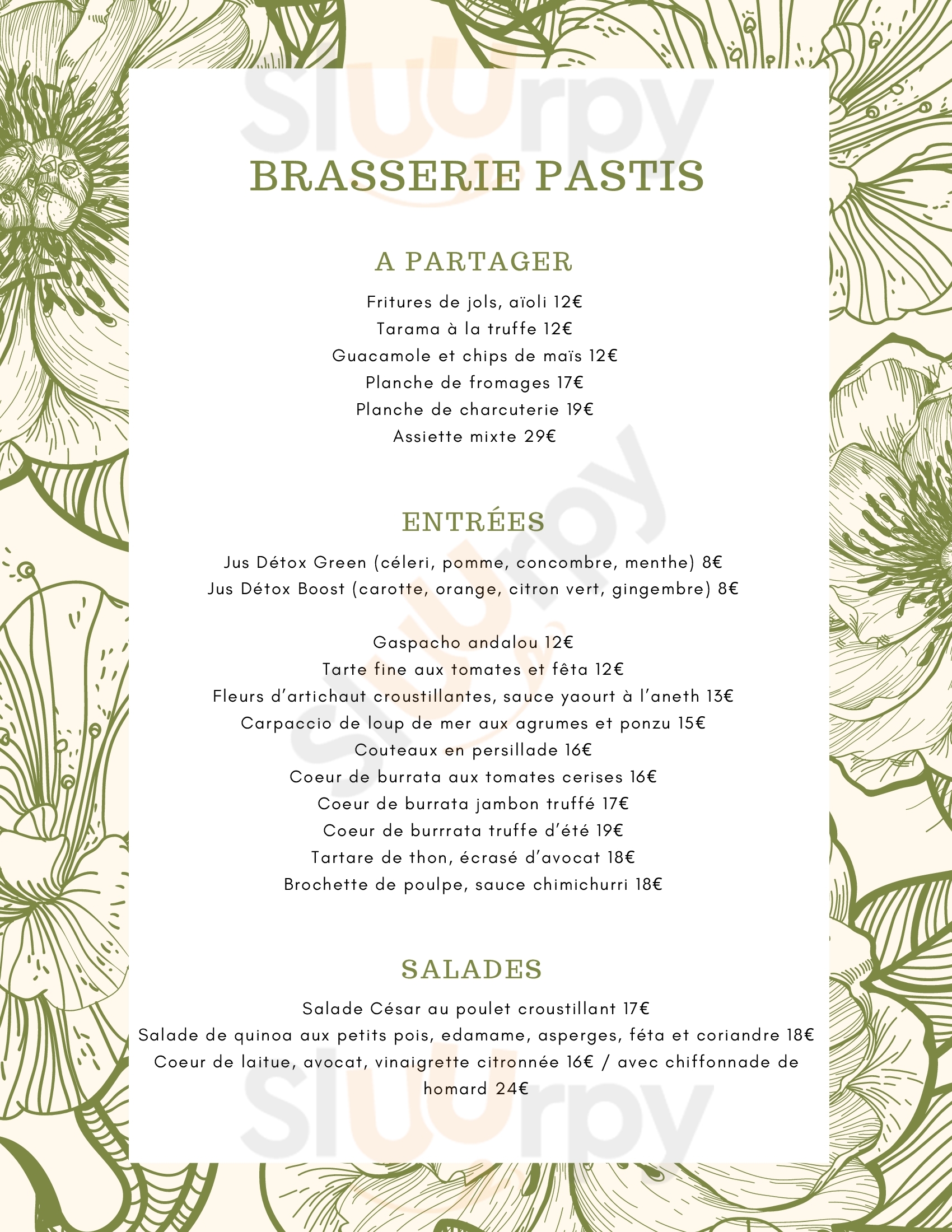 Brasserie Pastis Paris Menu - 1