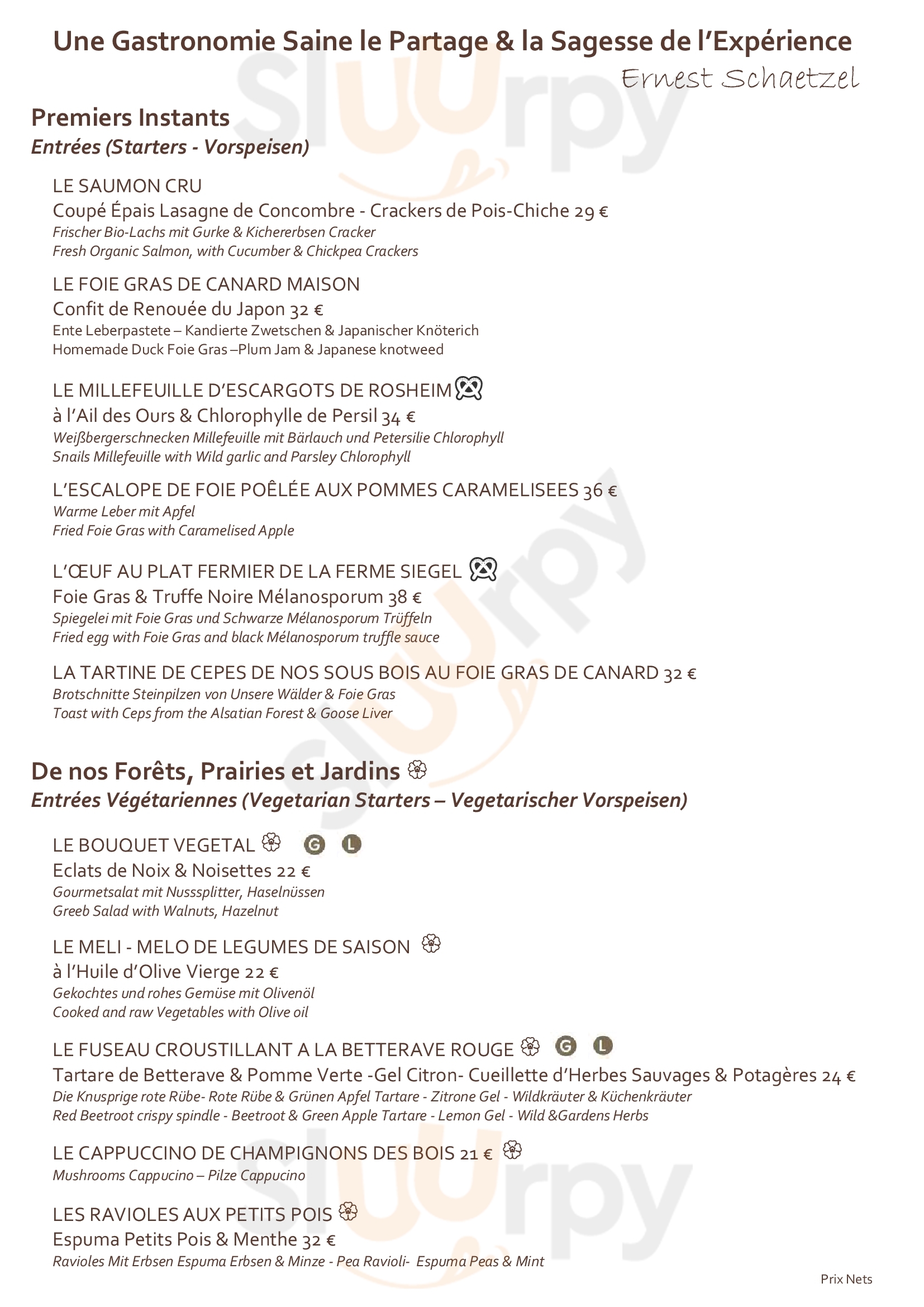 La Table Des Châteaux Ottrott Menu - 1