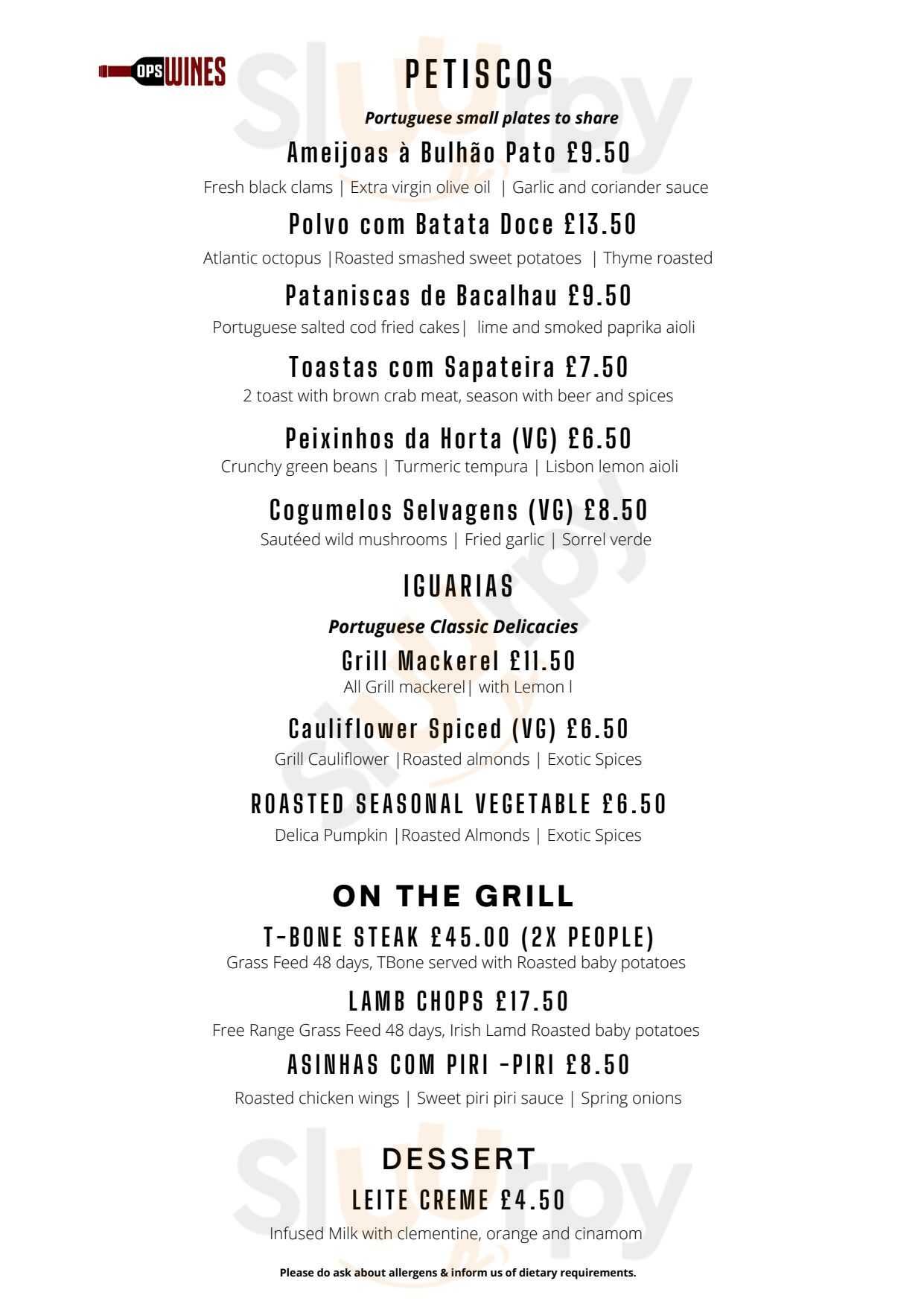 Ops Wines Ltd London Menu - 1