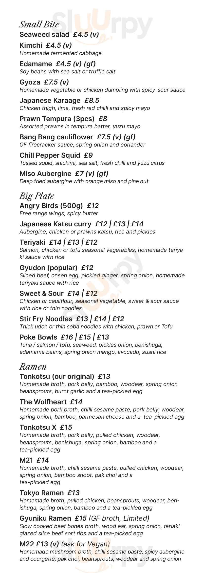 Mio Yatai London Menu - 1