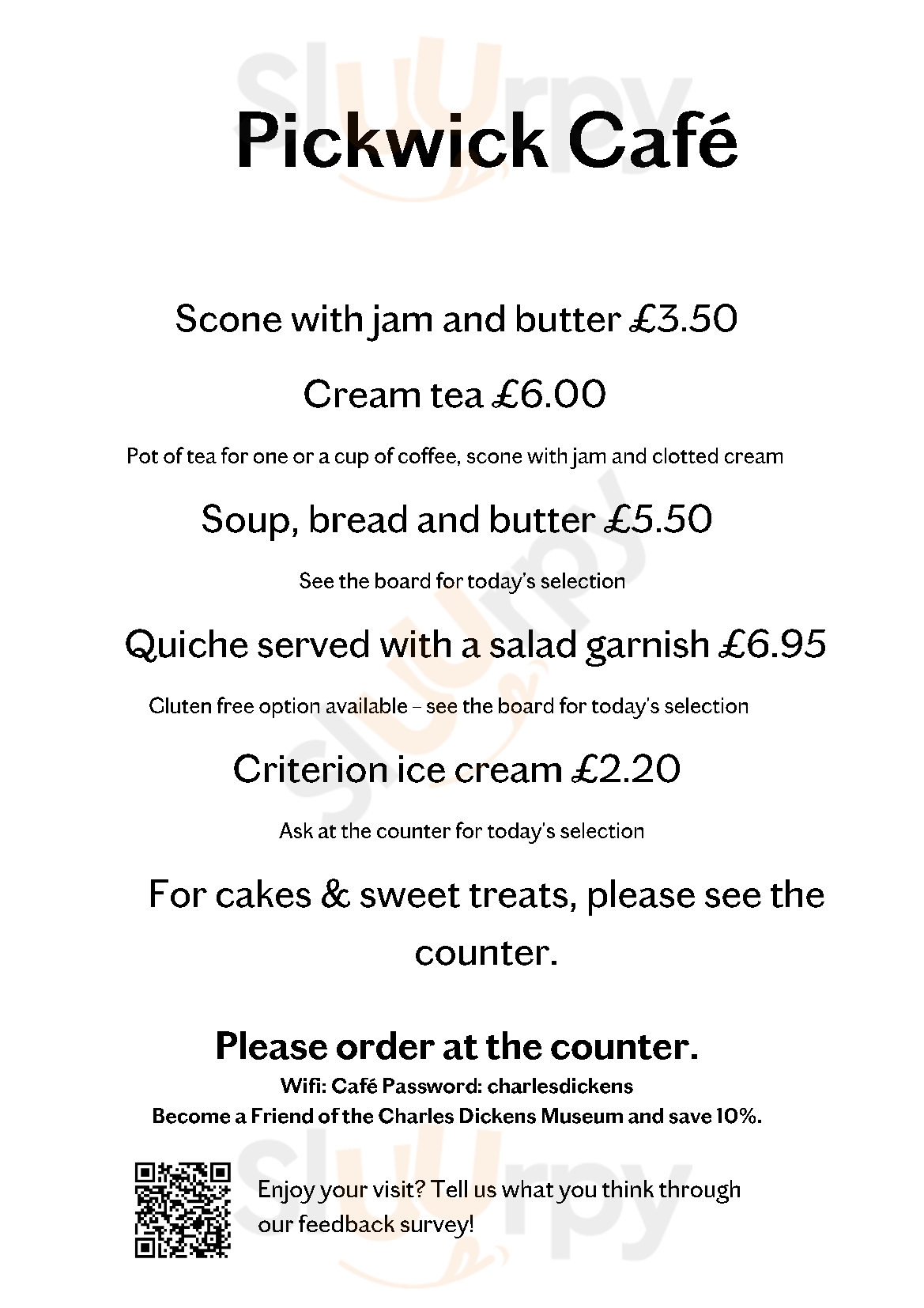 Charles Dickens Museum Garden Cafe London Menu - 1