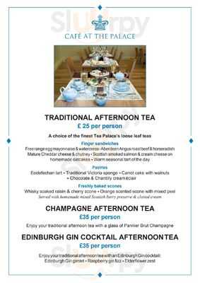 The Cafe At The Palace, Palace Of Holyroodhouse menu