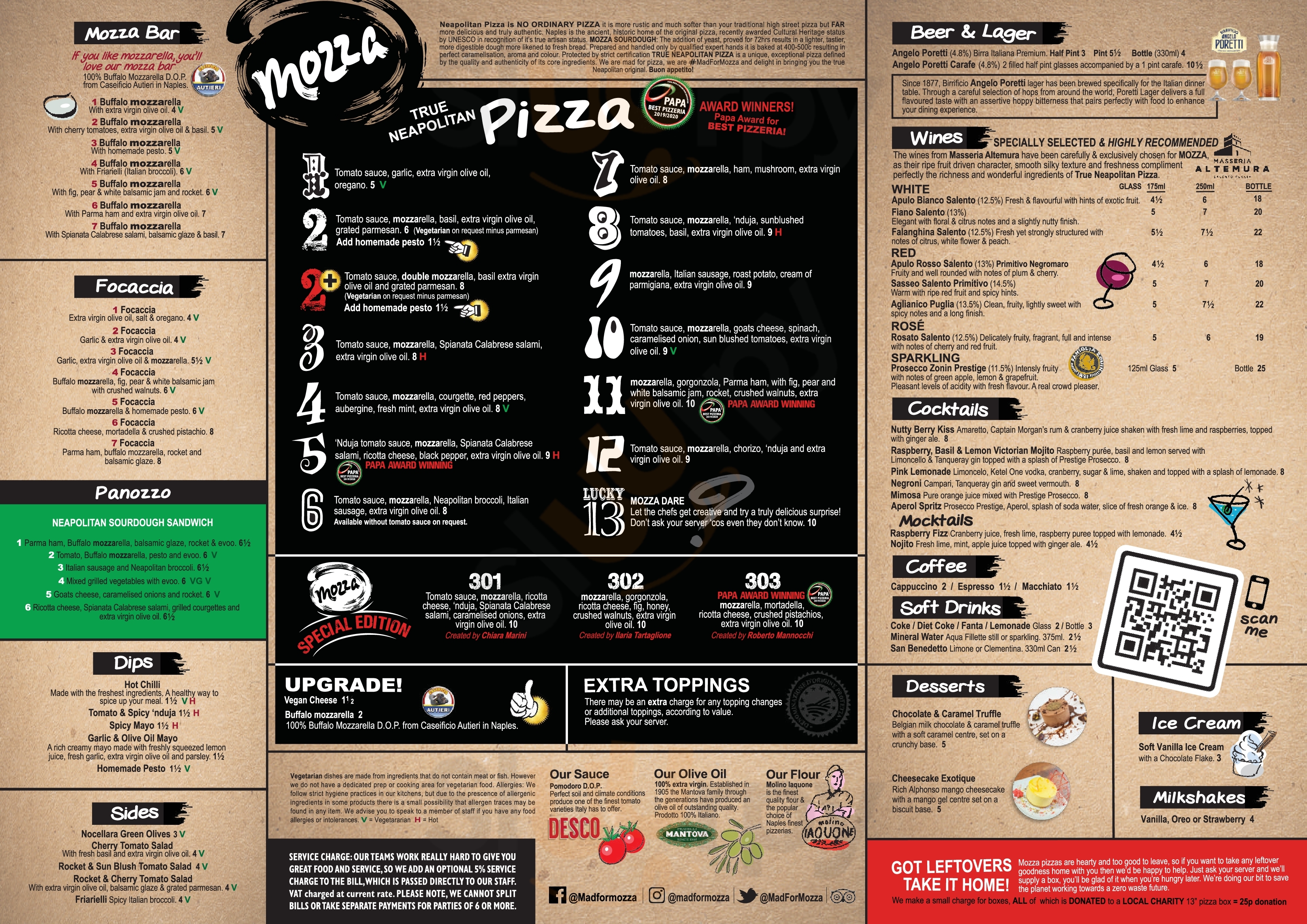 Mozza Glasgow Menu - 1