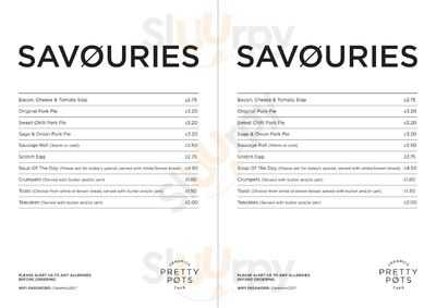 Pretty Pots menu