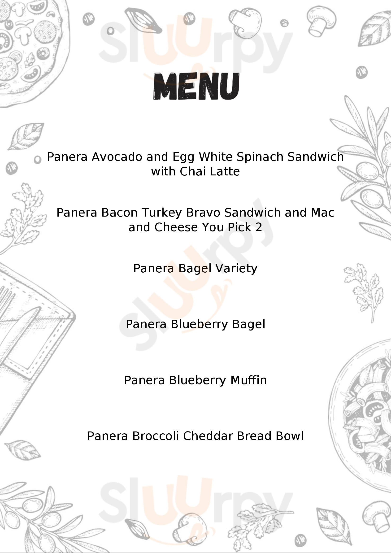 Menu Fuudies - Panera Bread