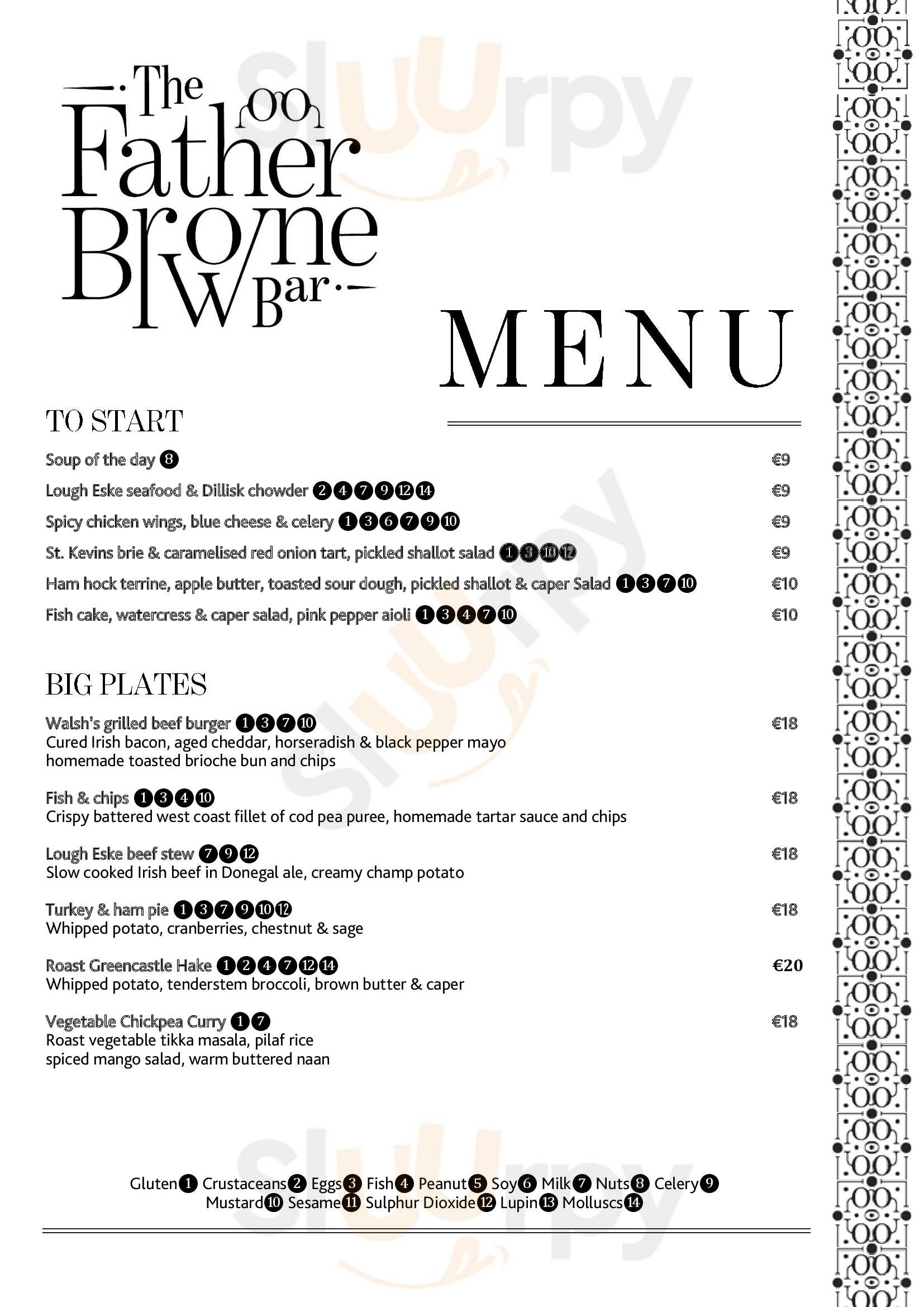The Father Browne Bar Donegal Town Menu - 1