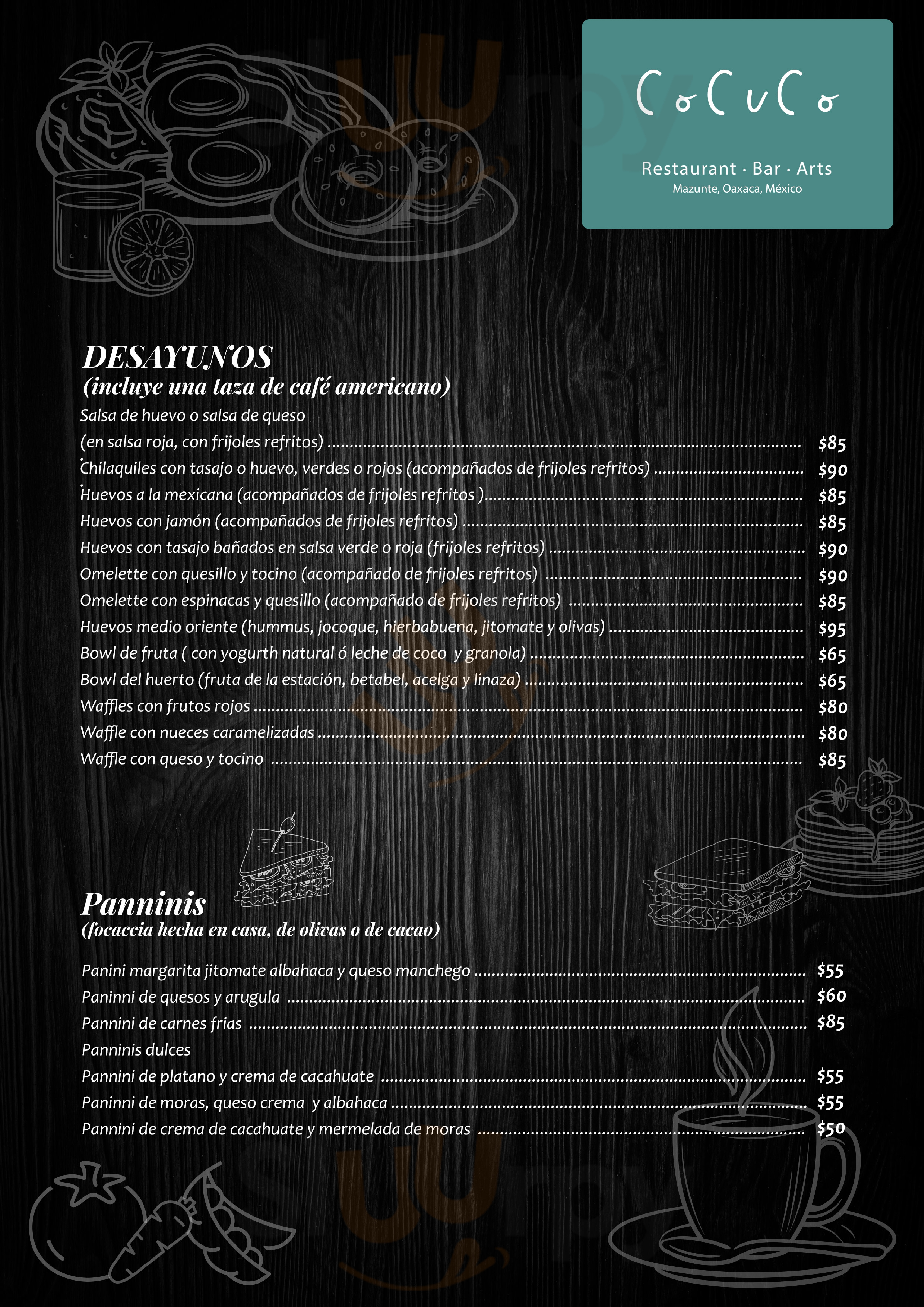 Cocuci Mazunte Menu - 1