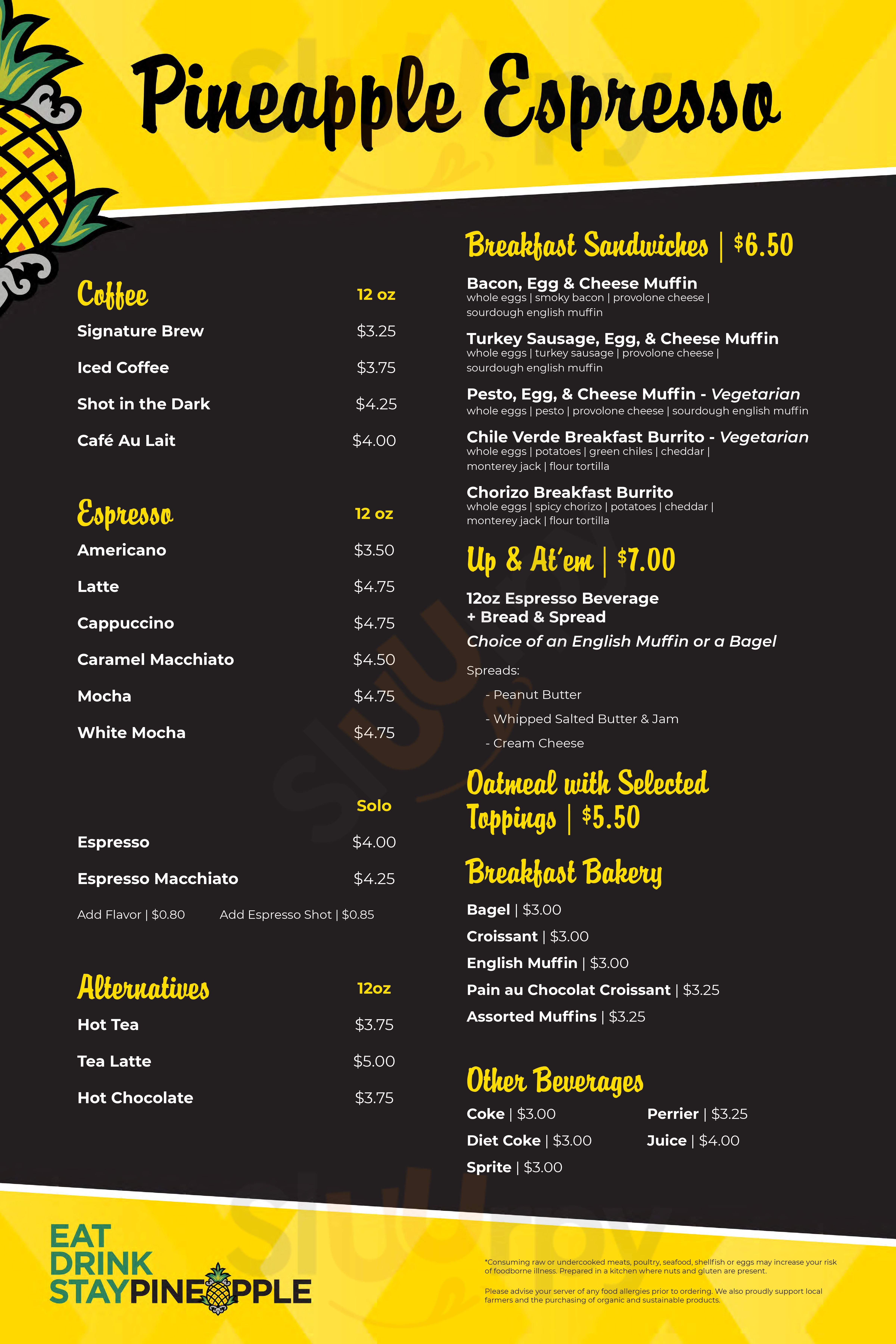 Main Menu - Pineapple Bistro & Bar