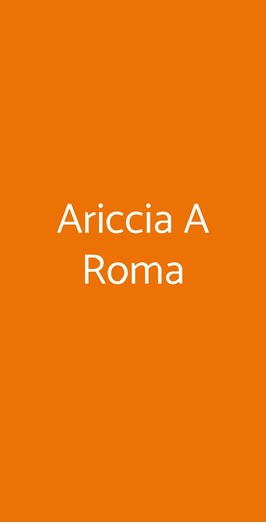 Ariccia A Roma, Roma