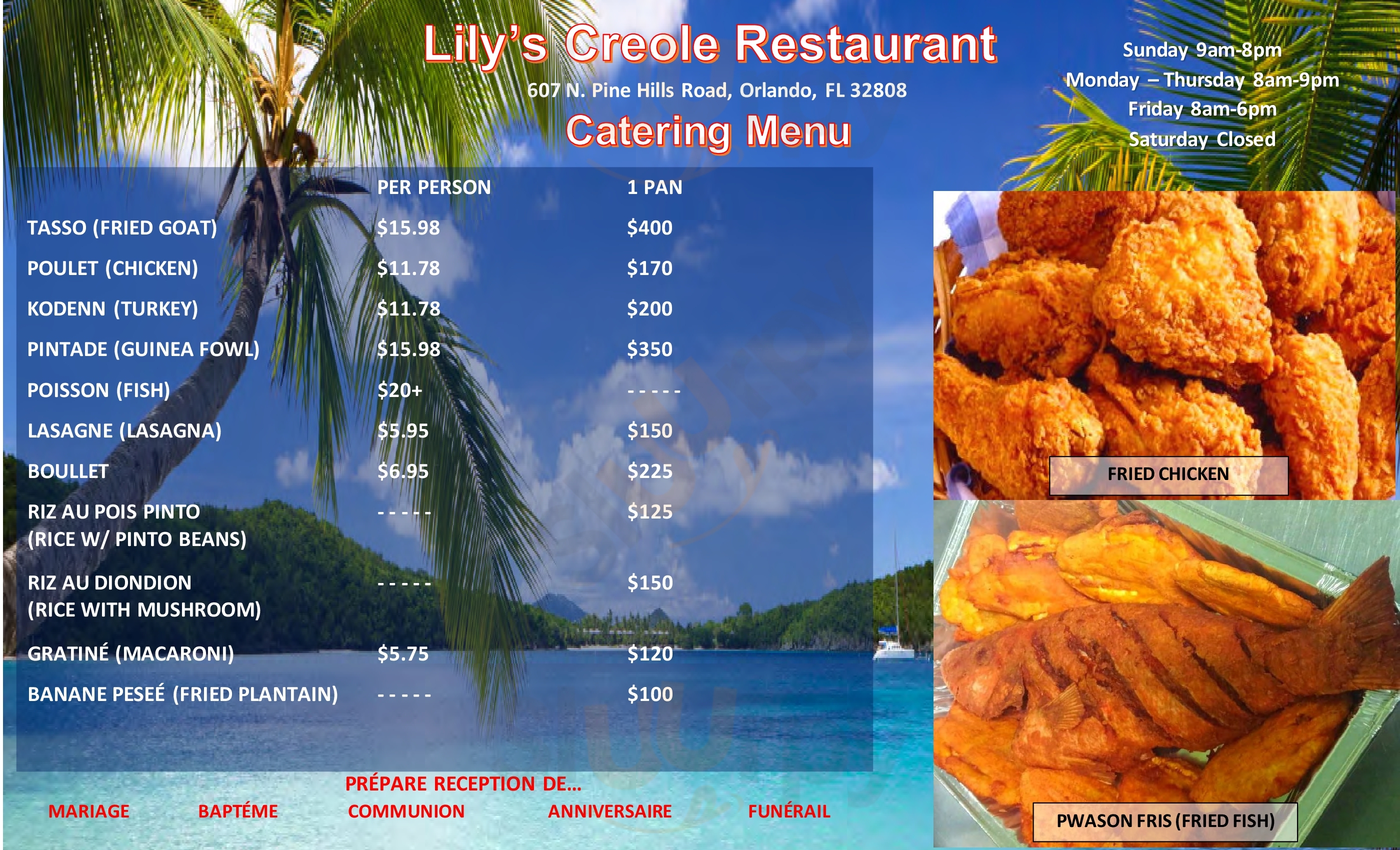 Lily's Creole Restaurant Orlando Menu - 1
