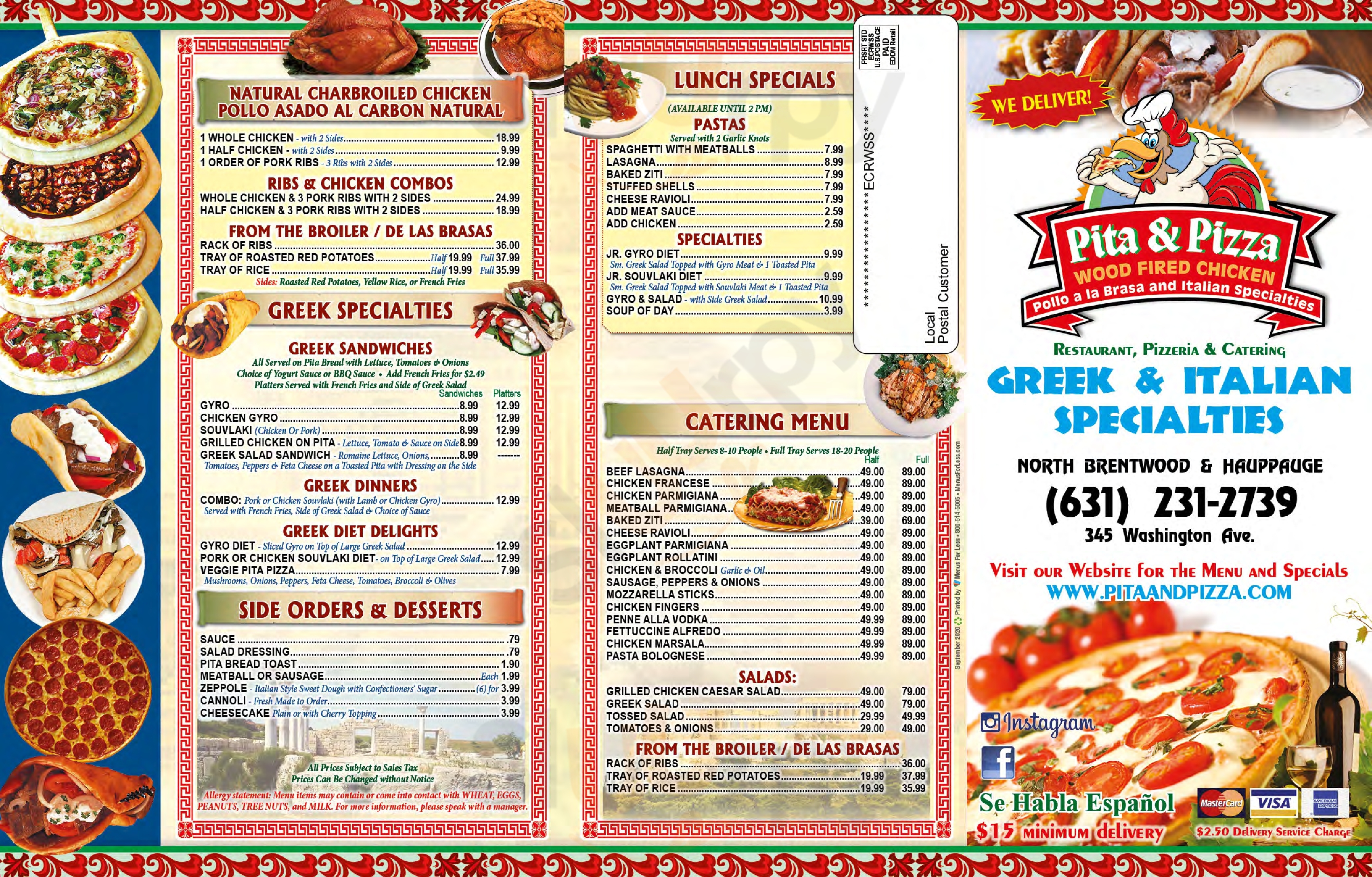 Main Menu - Pita & Pizza