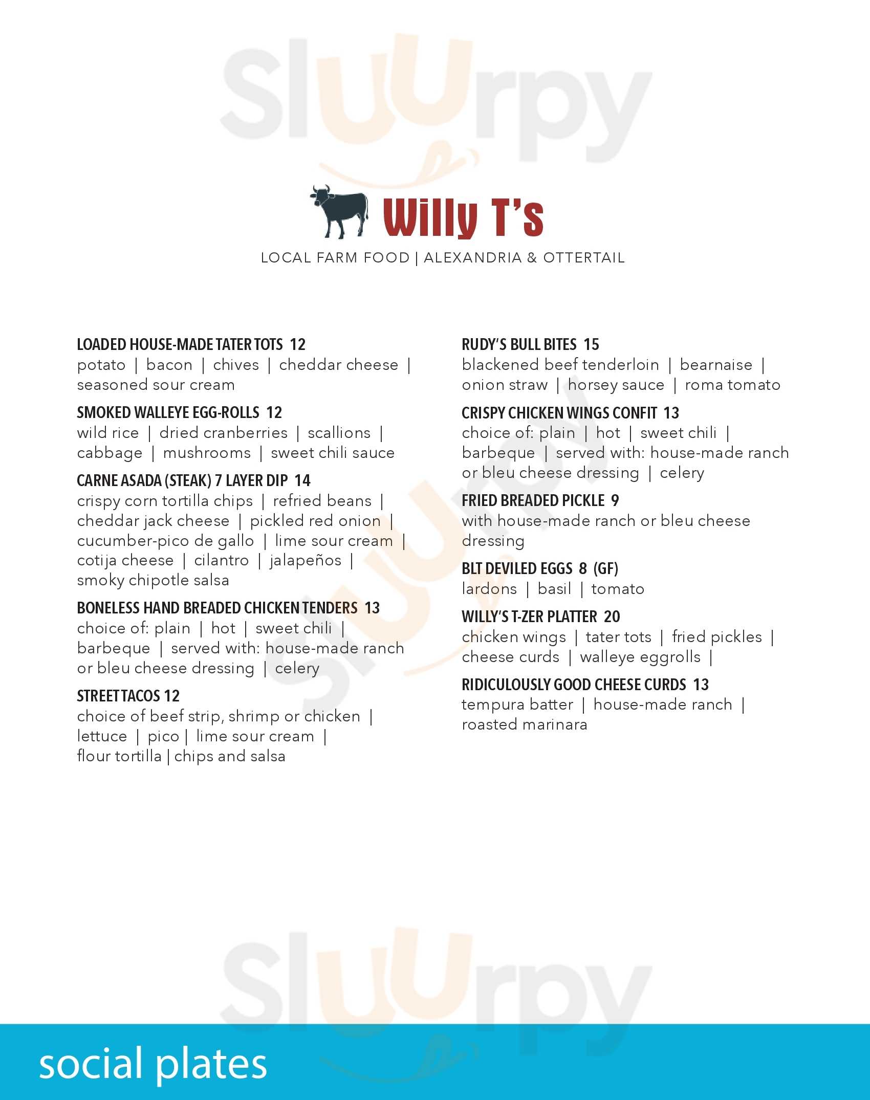 Main Menu - Willy T's Tavern & Grill