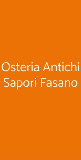 Osteria Antichi Sapori, Fasano