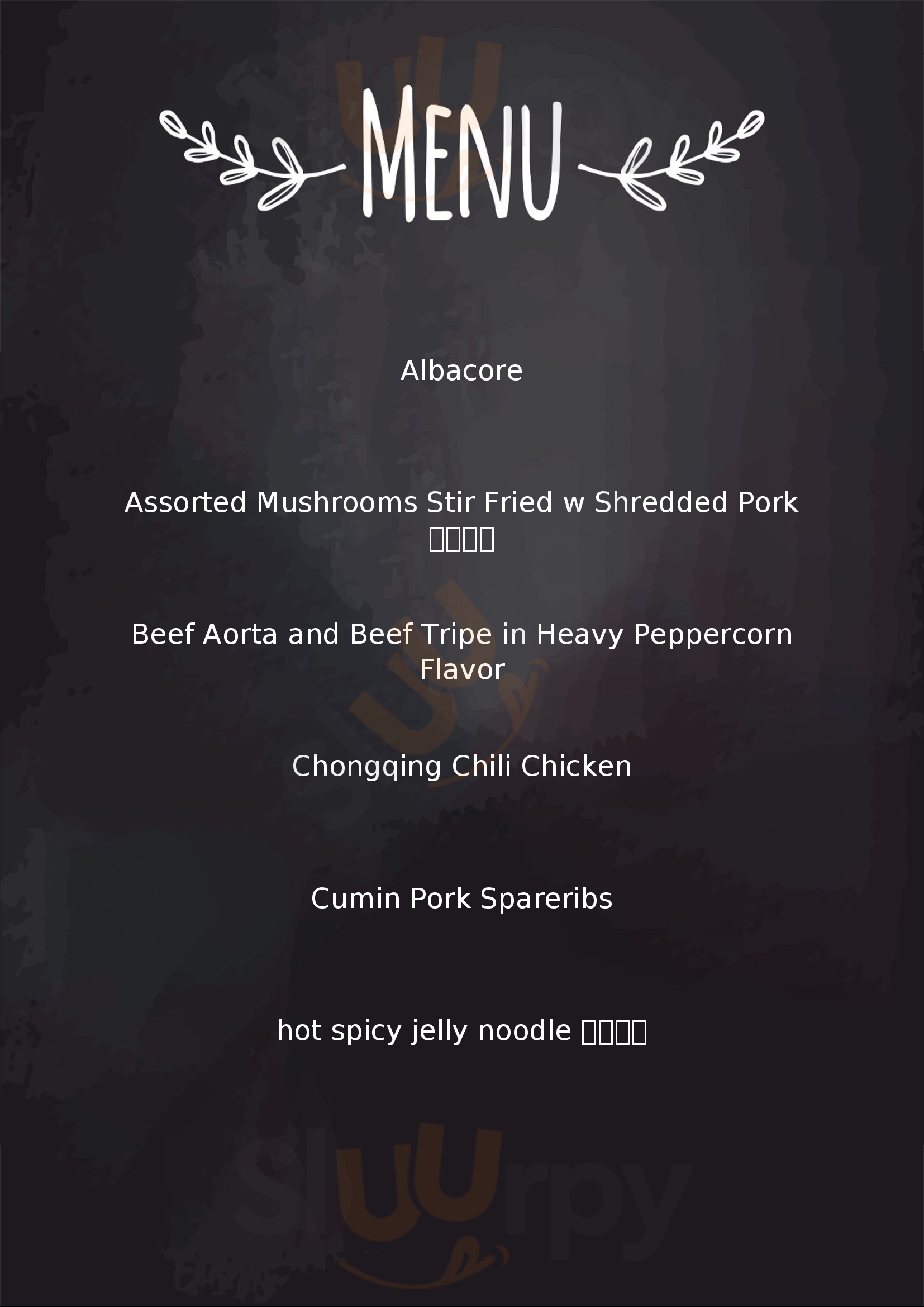 Menu Fuudies - Chef Zhao Bistro