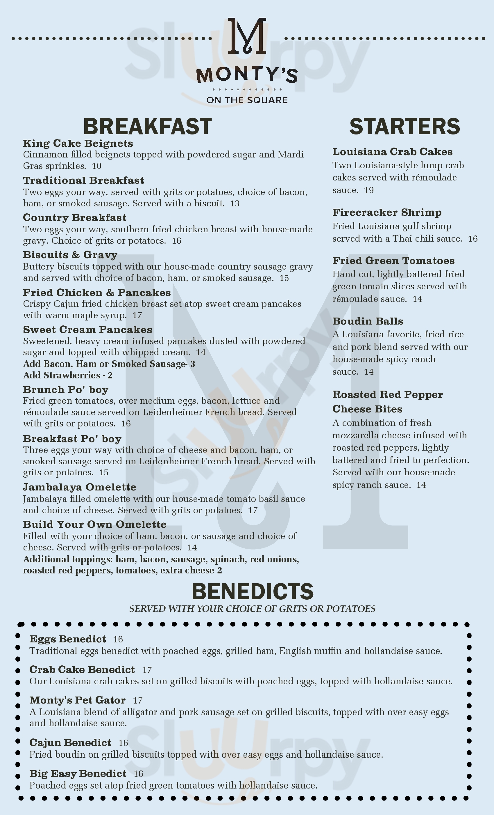 Main Menu - Monty's On The Squate