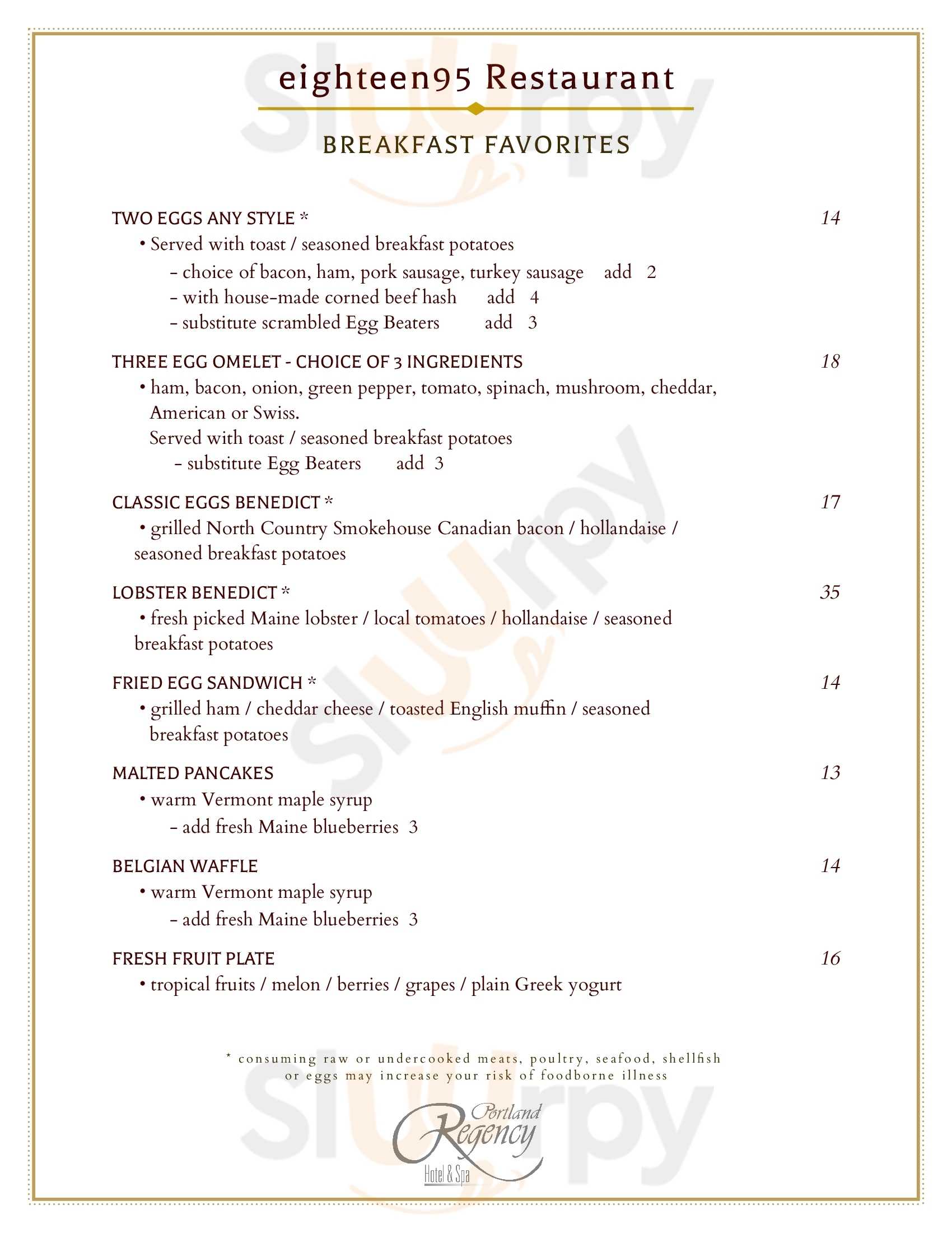 Eighteen95 Restaurant Portland Menu - 1