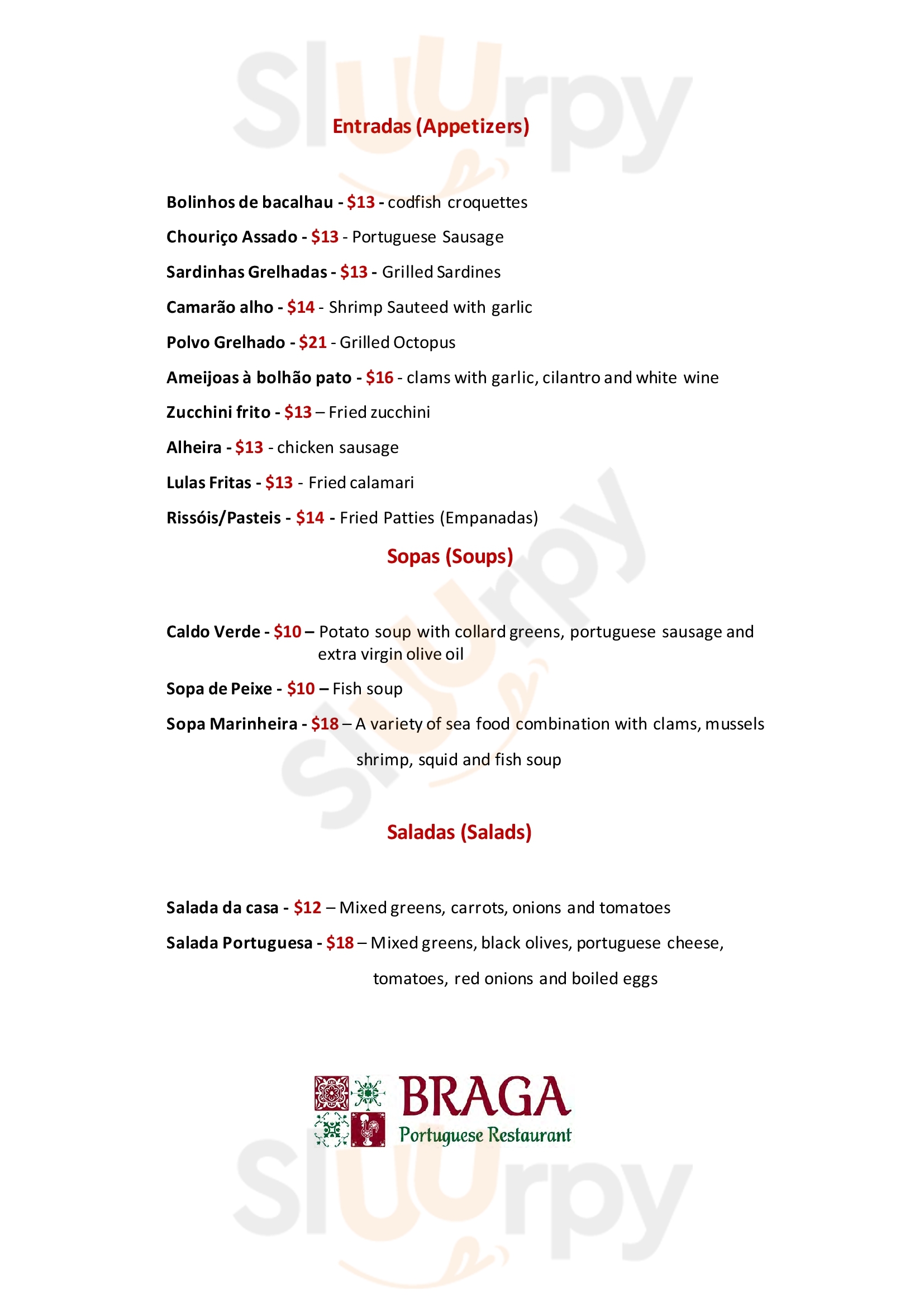 Braga Restaurant Miami Menu - 1