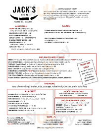 Jack's Bbq menu
