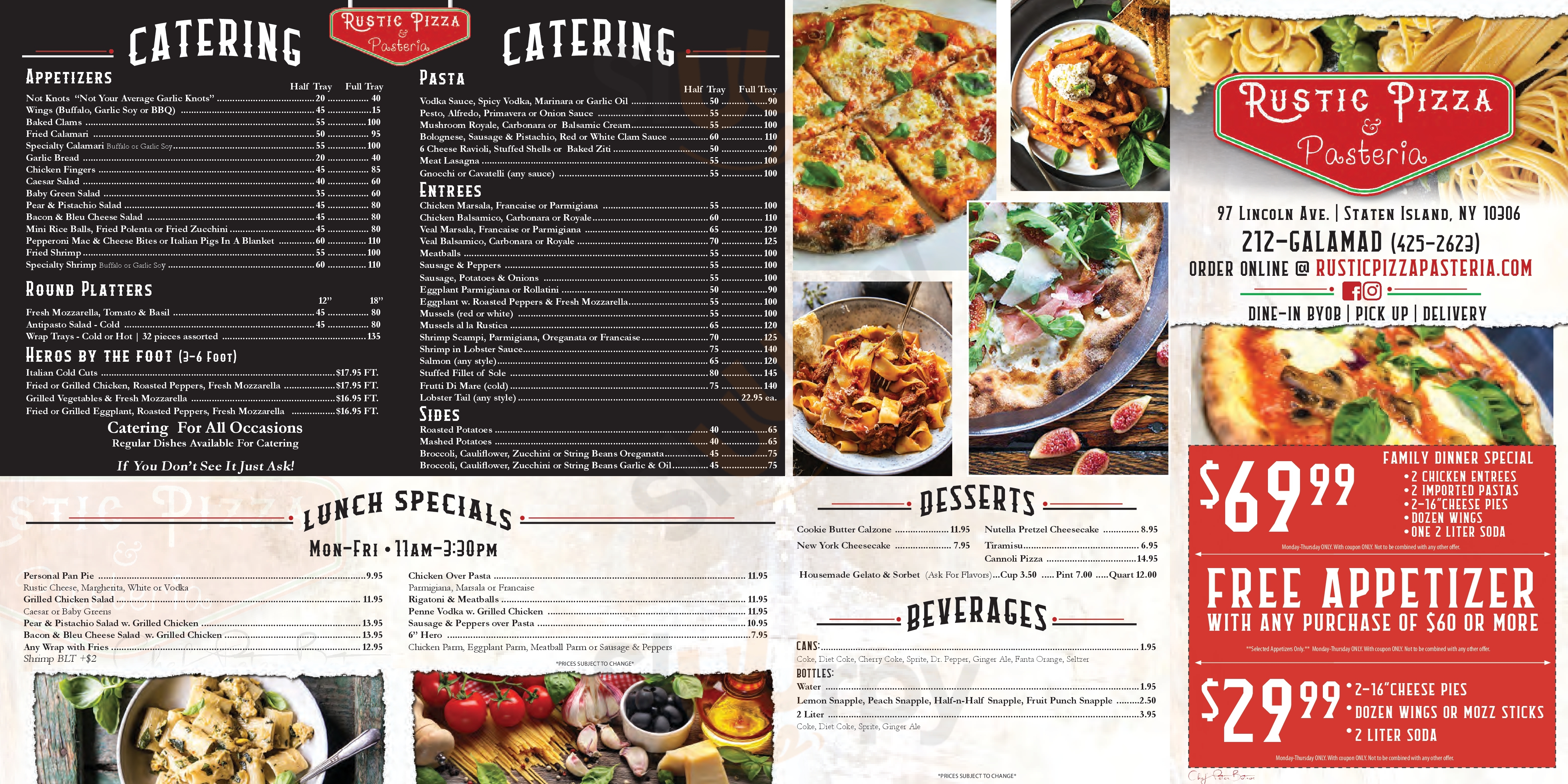 Main Menu - Rustic Pizza And Pasteria