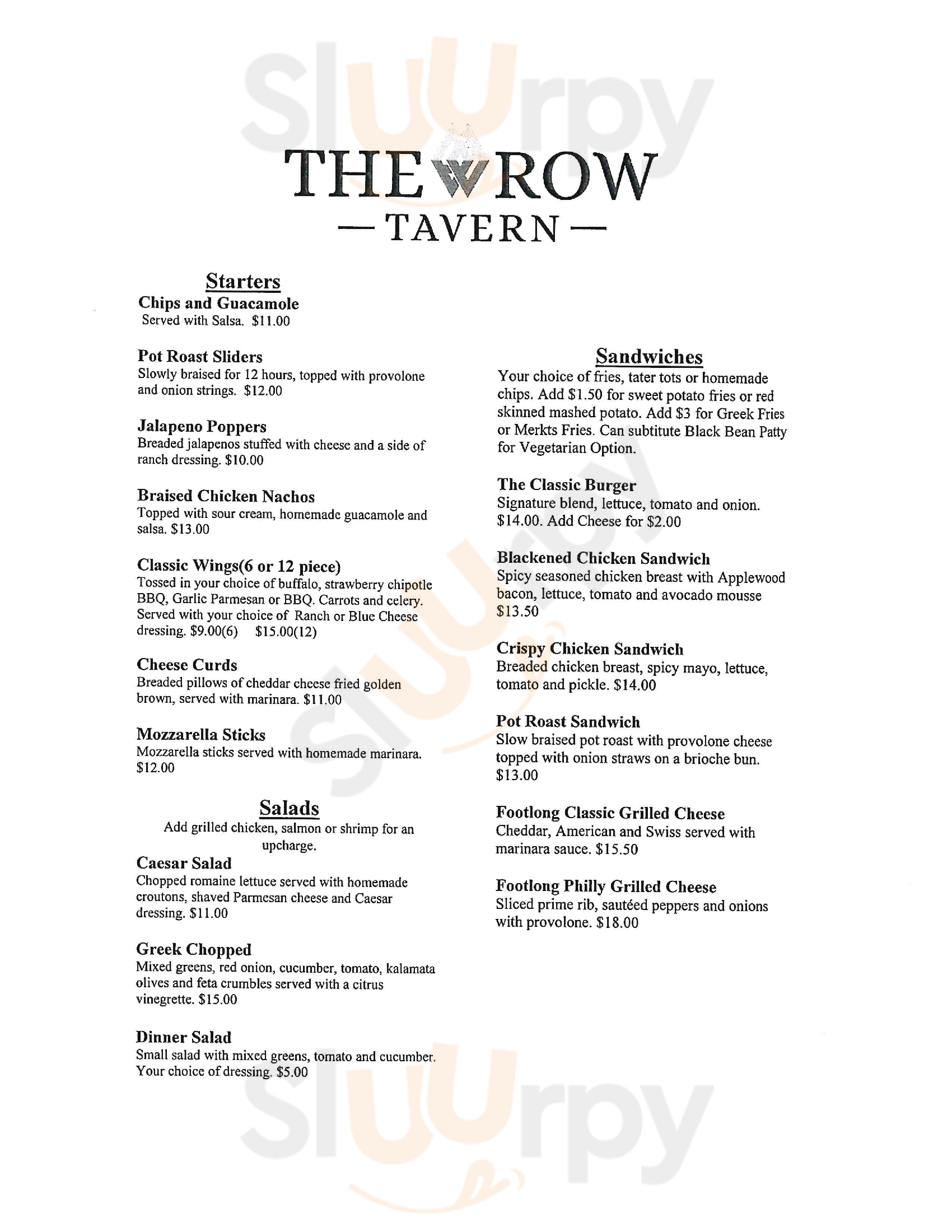 The Row Tavern Chicago Menu - 1